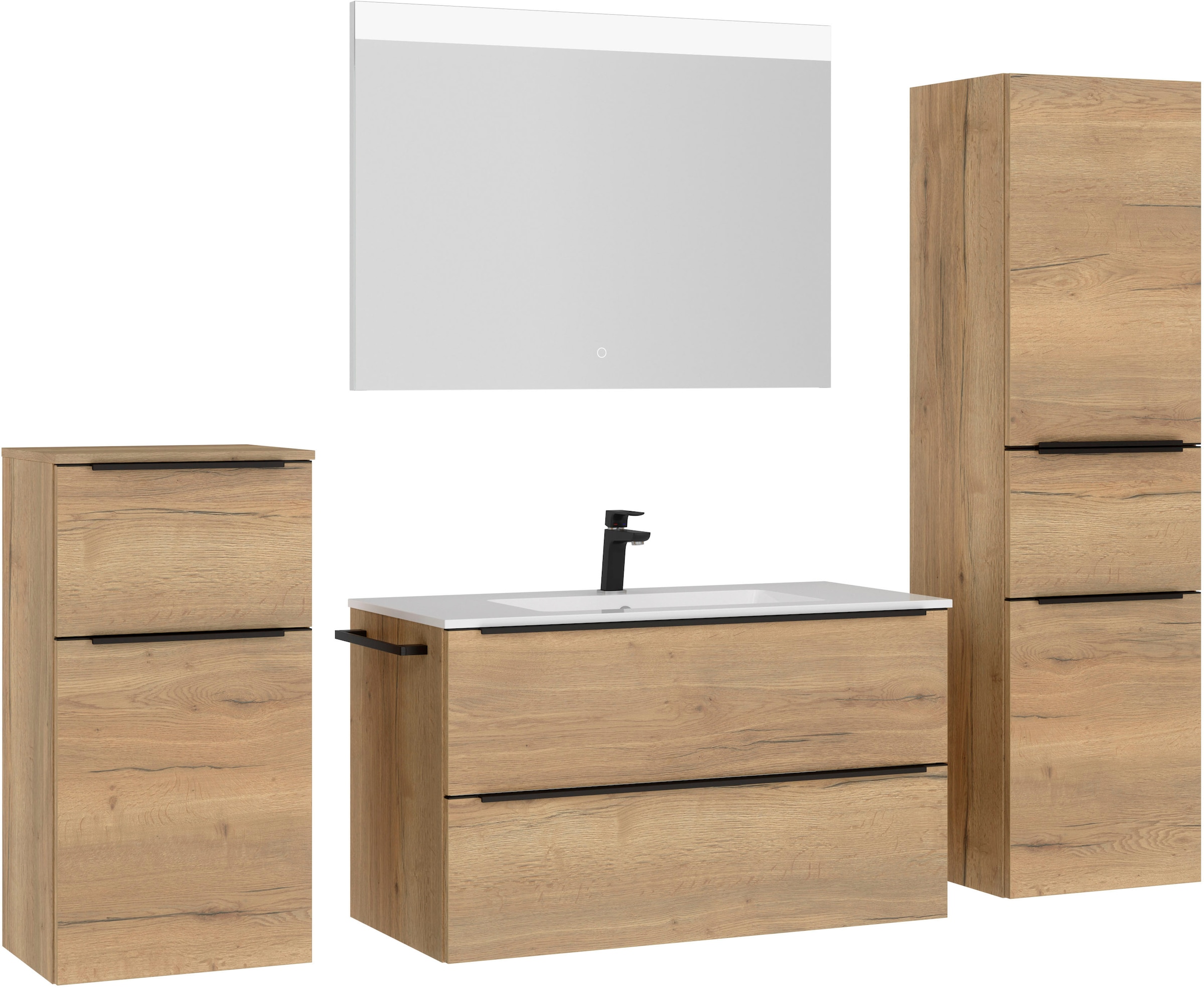 nobilia® Badmöbel-Set »Levere« vormontiert, mit Soft-Close, 4 Stk. tlg. günstig online kaufen