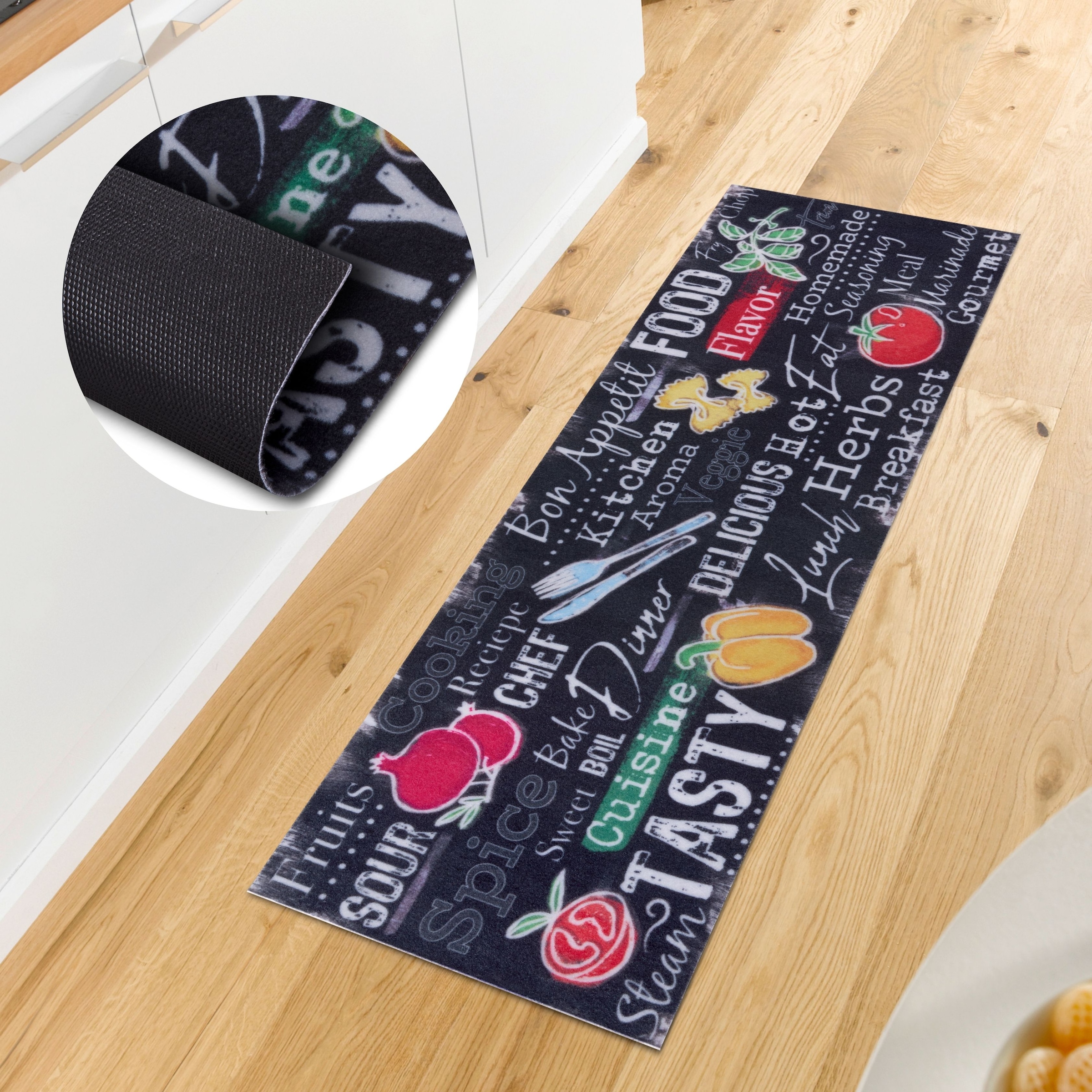 HANSE Home Küchenläufer »Delicious Kitchen Board«, rechteckig, 3 mm Höhe, Läufer, Rutschfest, Küchenteppich, Küche, Teppich, Pflegeleicht