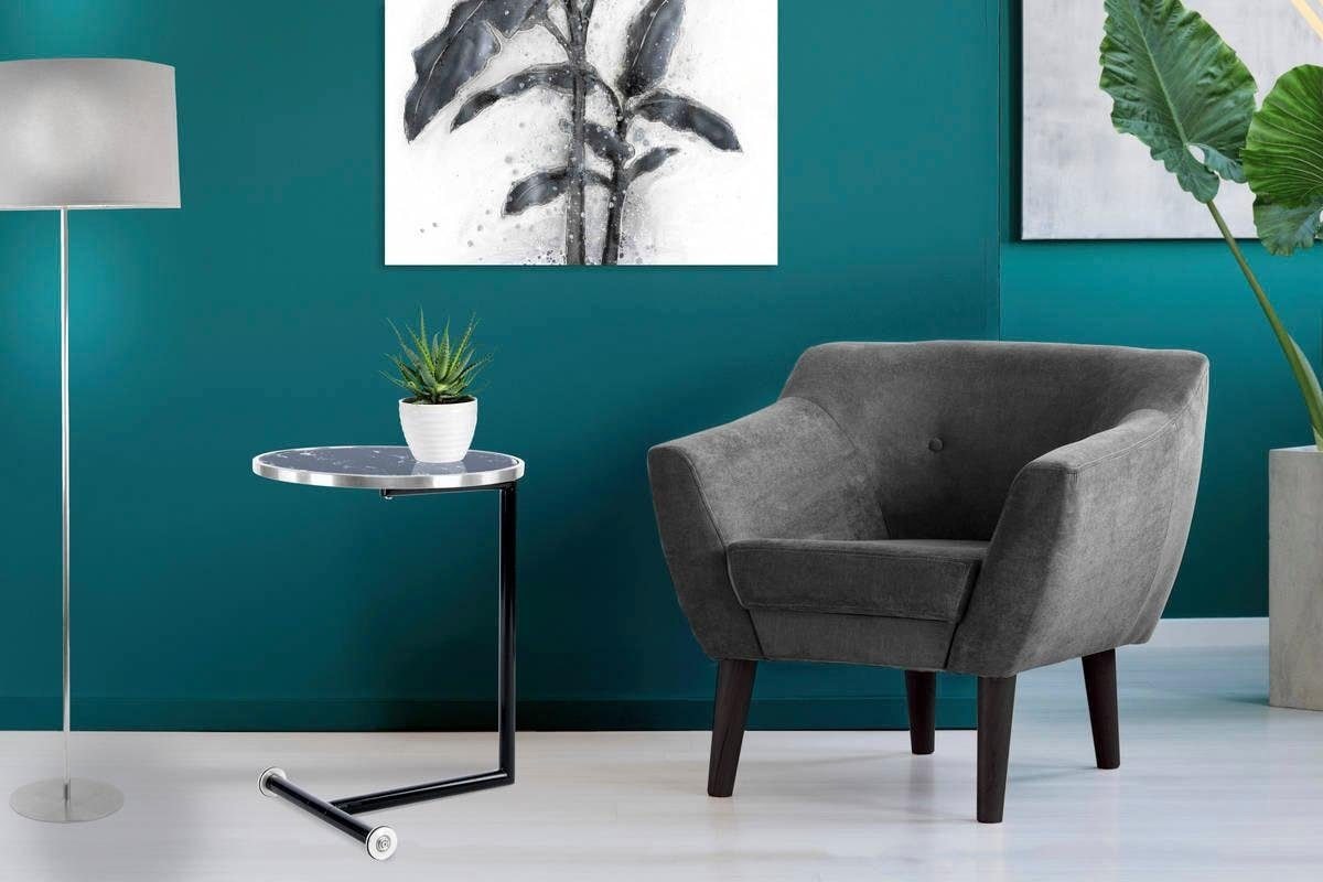 Kayoom Beistelltisch »Servant 210, Beistelltisch für das Sofa, glamouröses, edles Design«, (1 St.), Durch Rollen einfach zu verschieben, runde Tischplatte, C-Form