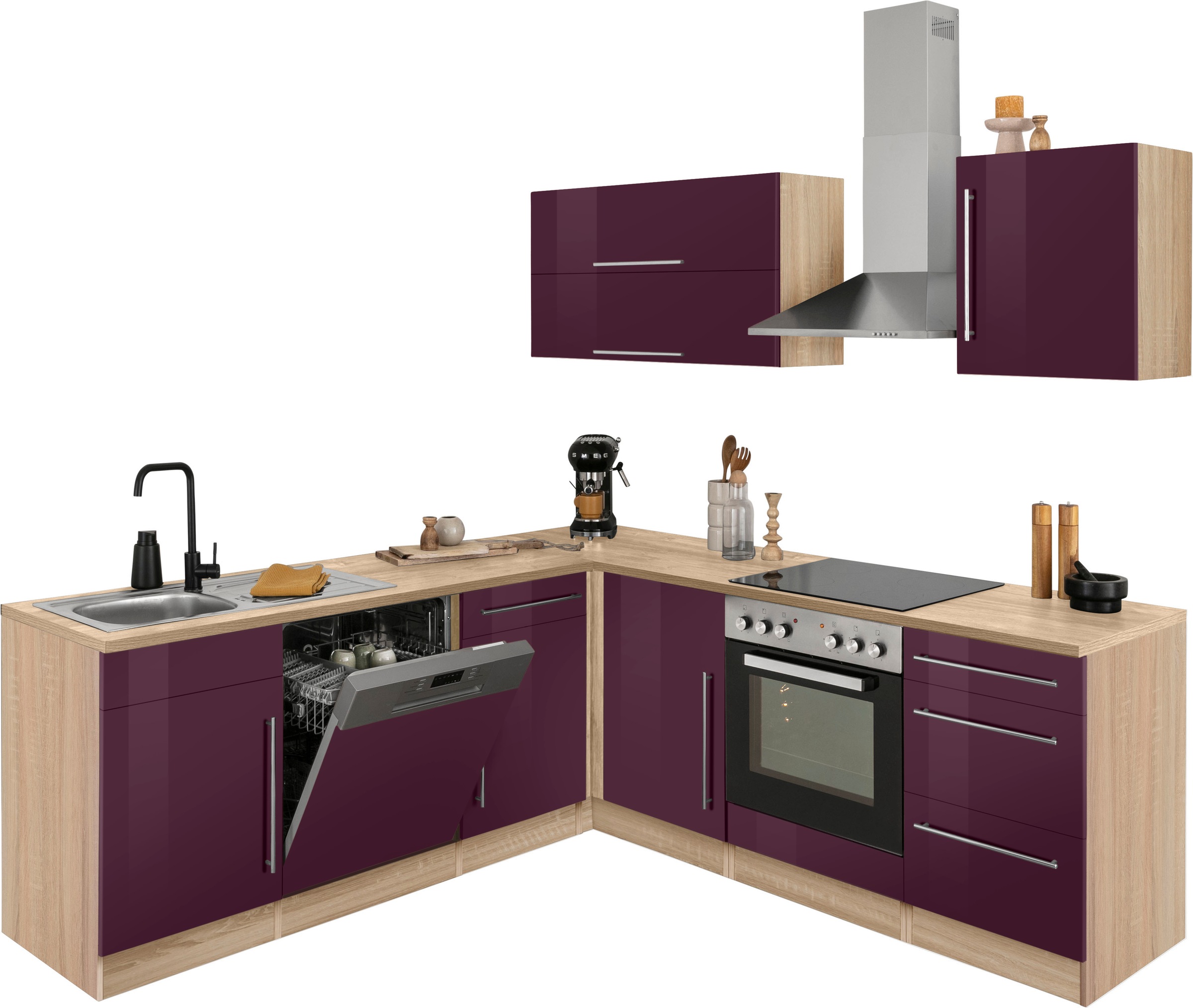 KOCHSTATION Winkelküche »KS-Samos« Stellbreite 220x220 cm, wahlweise mit E- günstig online kaufen