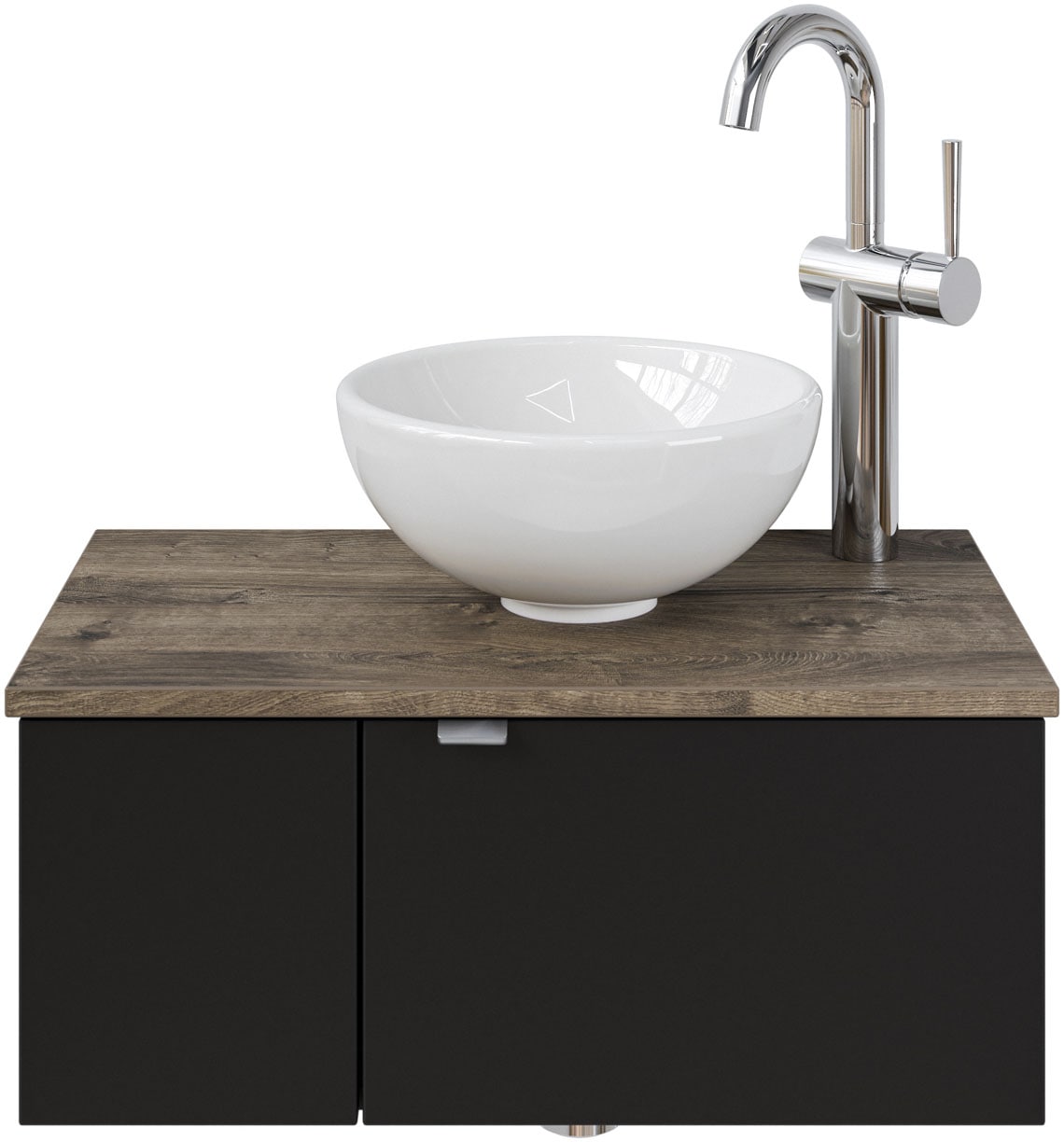 Saphir Waschtisch »Serie 6915 Waschschale mit Unterschrank für Gästebad, Gäste WC«, 61 cm mit Keramik-Aufsatzbecken, 2 Türen und 1 Fach