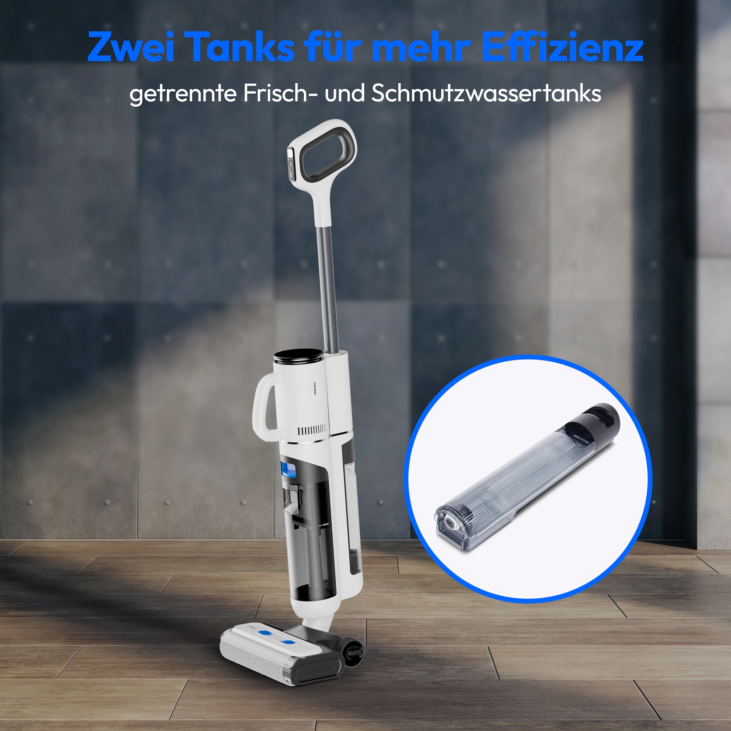 Medion® Nass-Trocken-Sauger »H30 (MD 11935), Frisch- und Schmutzwassertank, integriertes Zubehör«, Selbstreinigungs- und Trocknungsfunktion, 45min Laufzeit, LED-Display