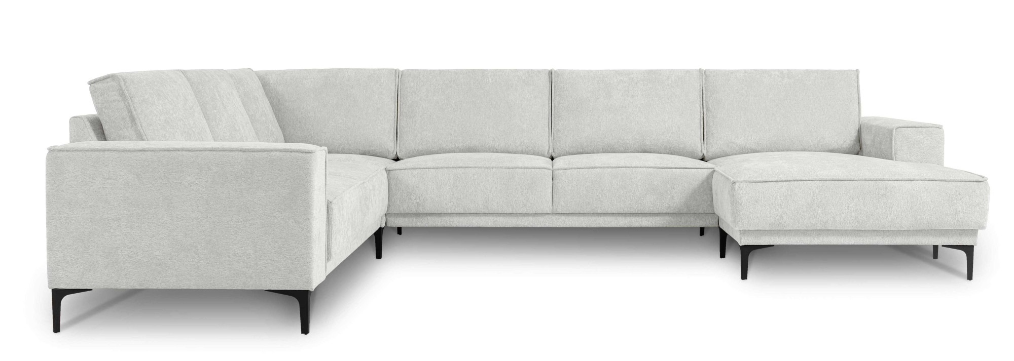Places of Style Wohnlandschaft »XXL Sofa Oland, Struktur, Flachgewebe, Luxus-Microfaser, Boucle«, U-Form, 342 cm, Wellenunterfederung, Skandi-Design, Metallfüße