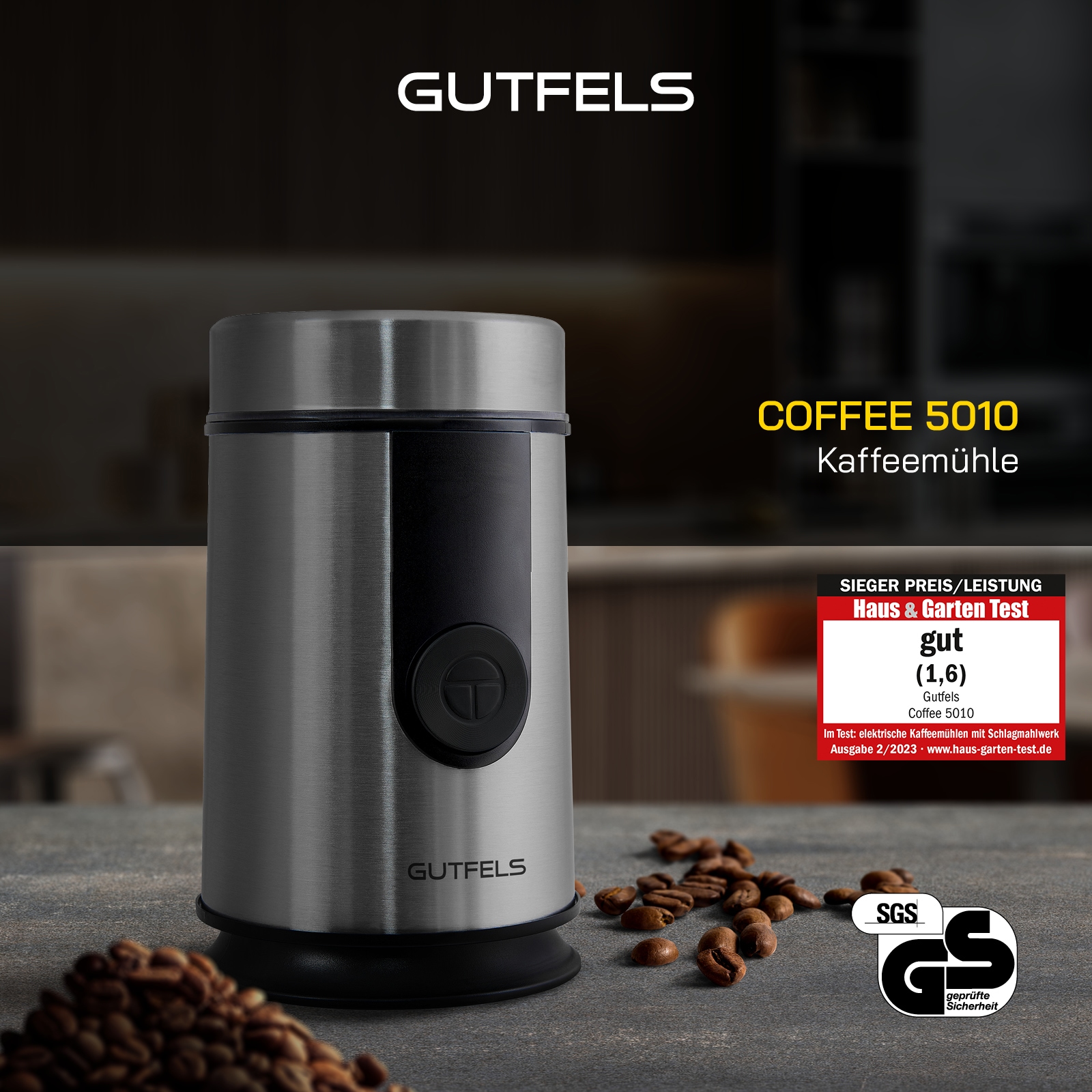 Gutfels Kaffeemühle »COFFEE5010«, 200 W, Schlagmesser, 50 g Bohnenbehälter, 50 g Kapazität, 200 Watt