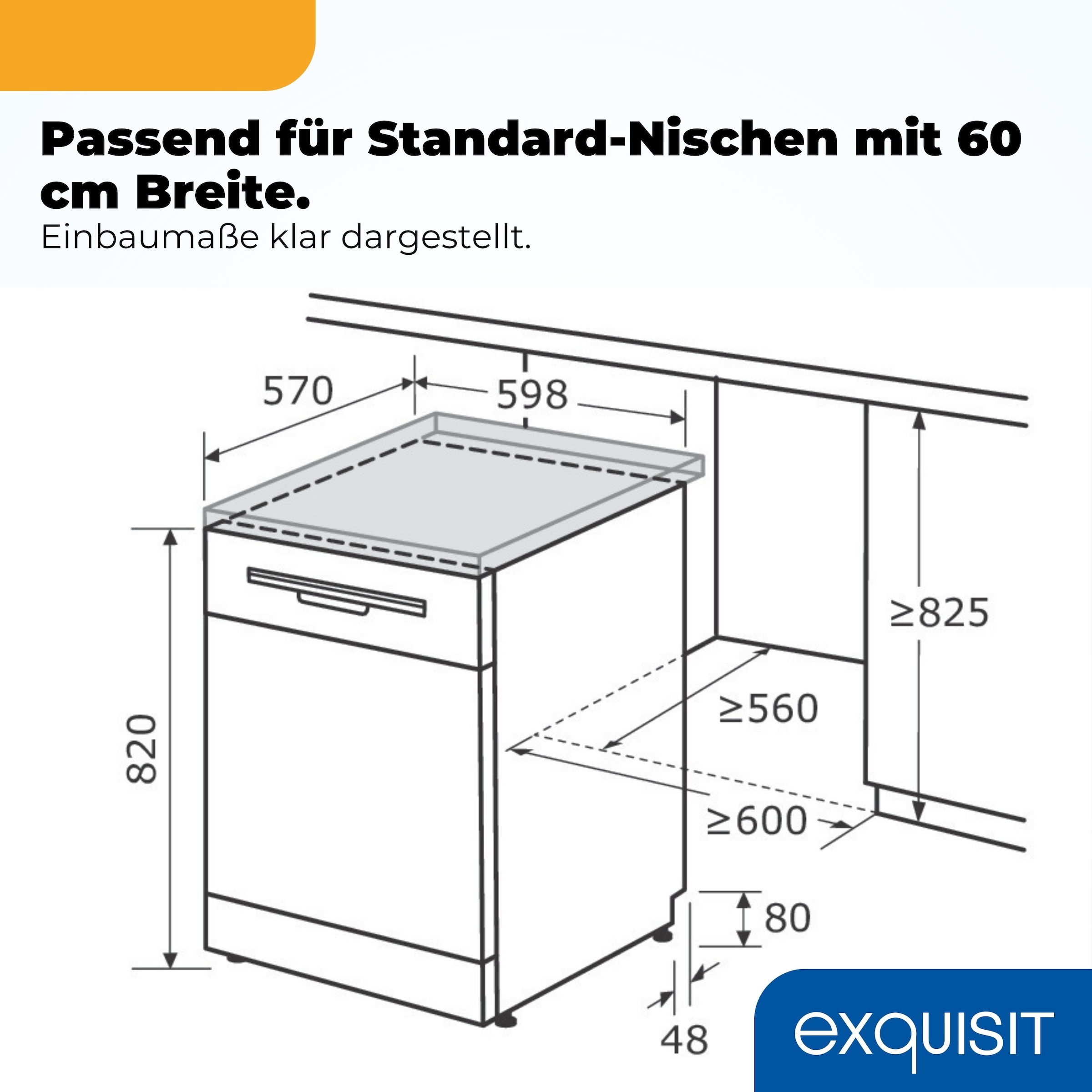 exquisit Standgeschirrspüler 9114 »GSP9114-451D silber« 11,9 l 14 tlg. Maßgedecke 14 Maßgedecke & flüsterleise 49 dB – stark und angenehm ruhig