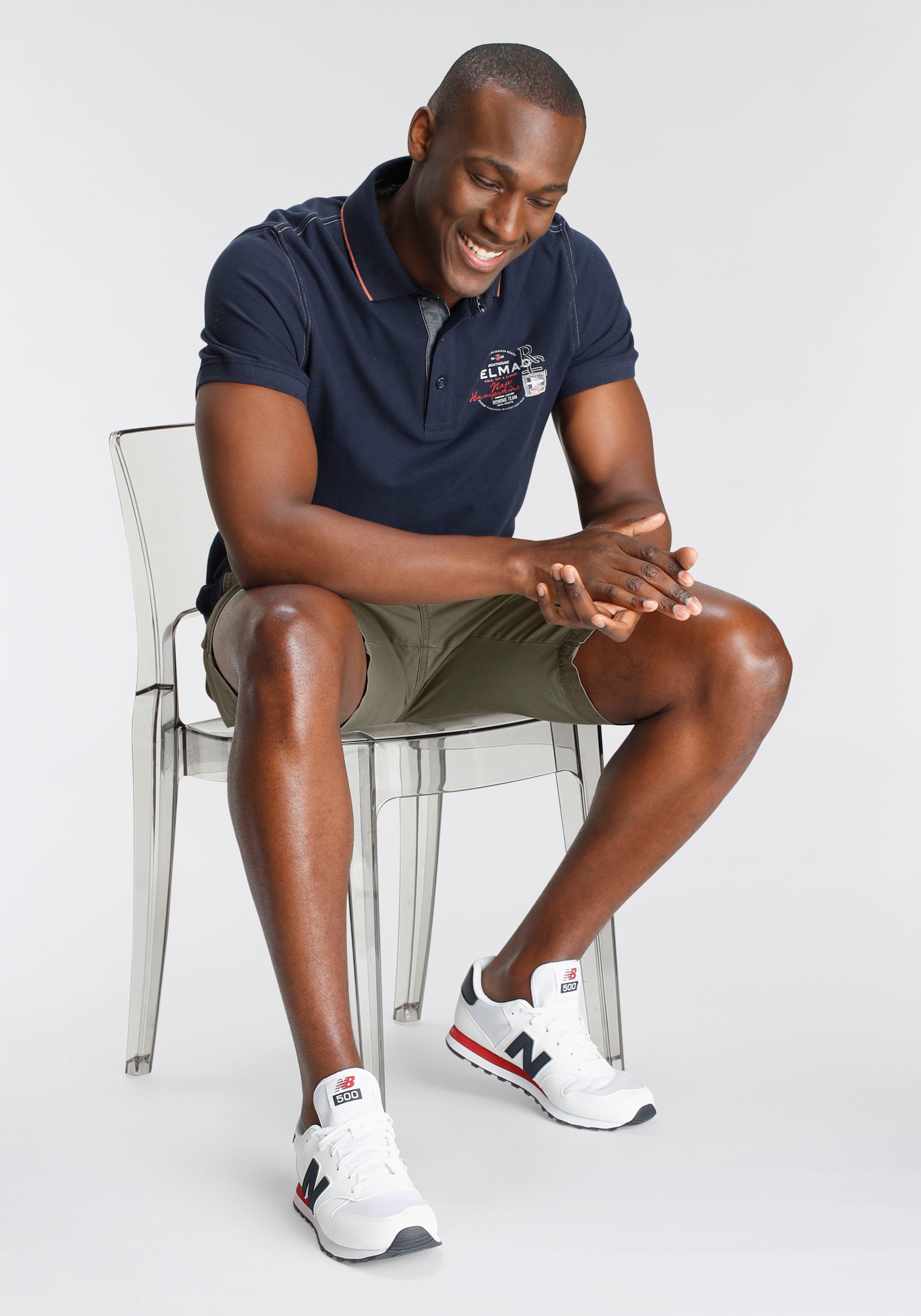 DELMAO Poloshirt, Kurzarm, mit Rippbündchen, Polokragen