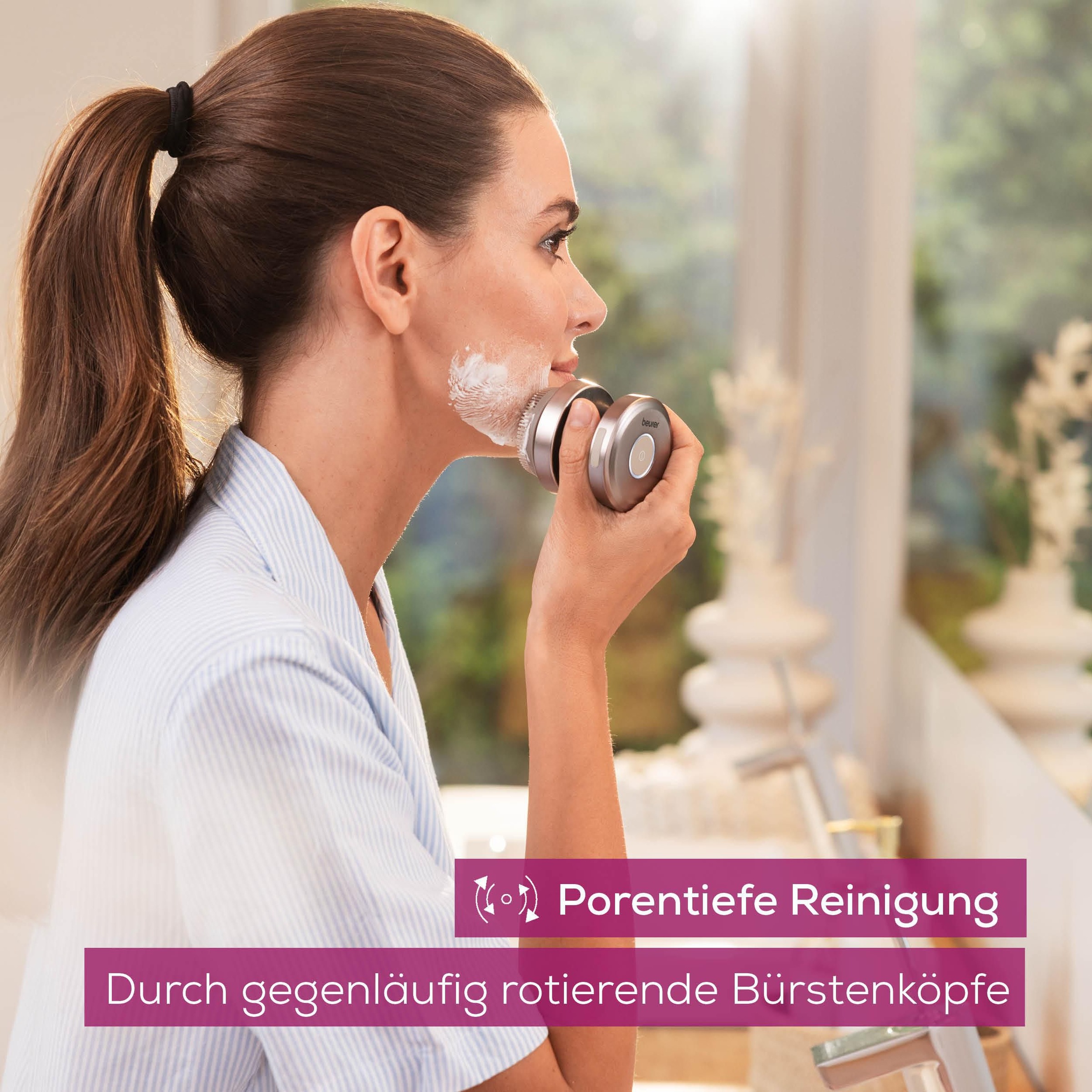 BEURER Elektrische Gesichtsreinigungsbürste »FC 59 Dual, für ein gepflegtes Hautbild«, Mit 3 Bürstenaufsätzen für jeden Hauttypen & 2 Geschwindigkeitsstufen