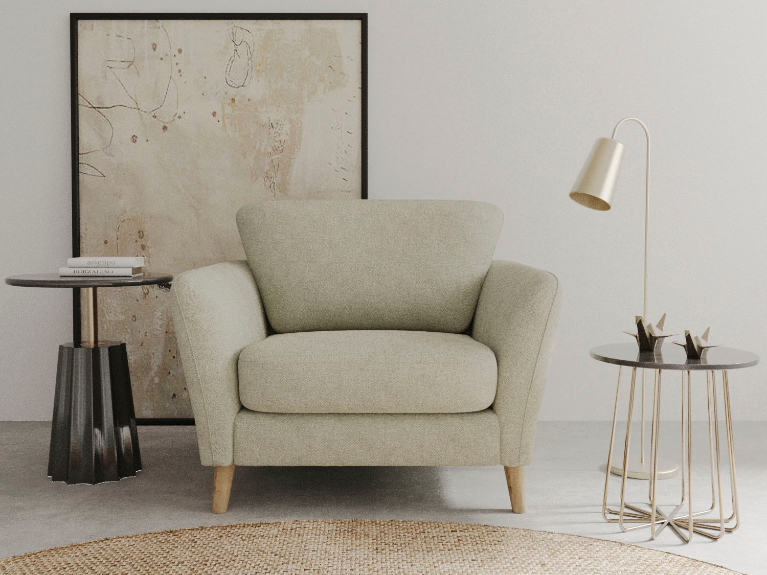 Home affaire Sessel »MARSEILLE«, Massivholzbeine Eiche, Landhausstil, Welle günstig online kaufen