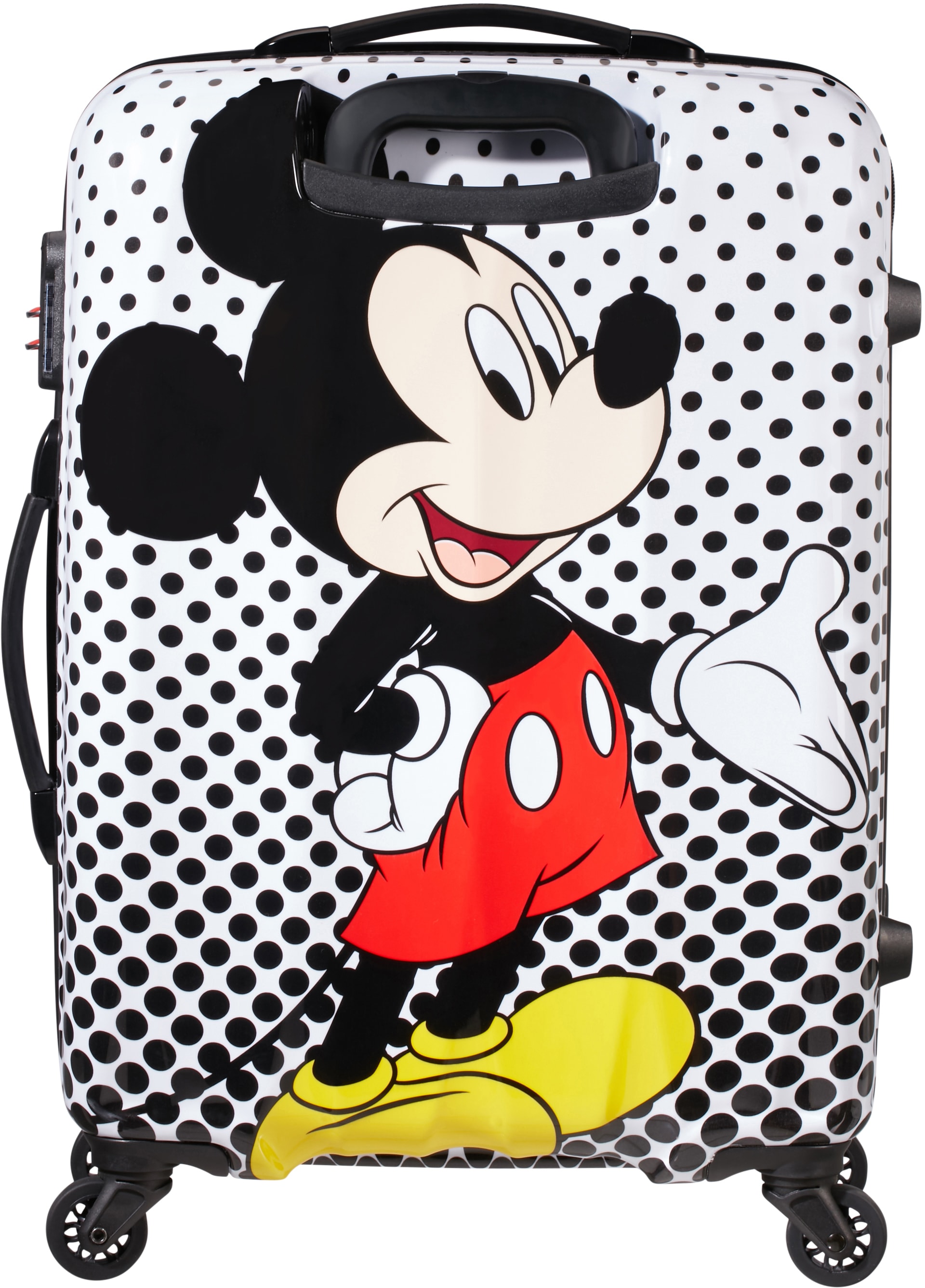 American Tourister® Hartschalen-Trolley »Disney Legends, Mickey Mouse Polka Dot, 65 cm«, 4 Rollen, Kinderreisekoffer Reisekoffer Aufgabegepäck TSA-Zahlenschloss
