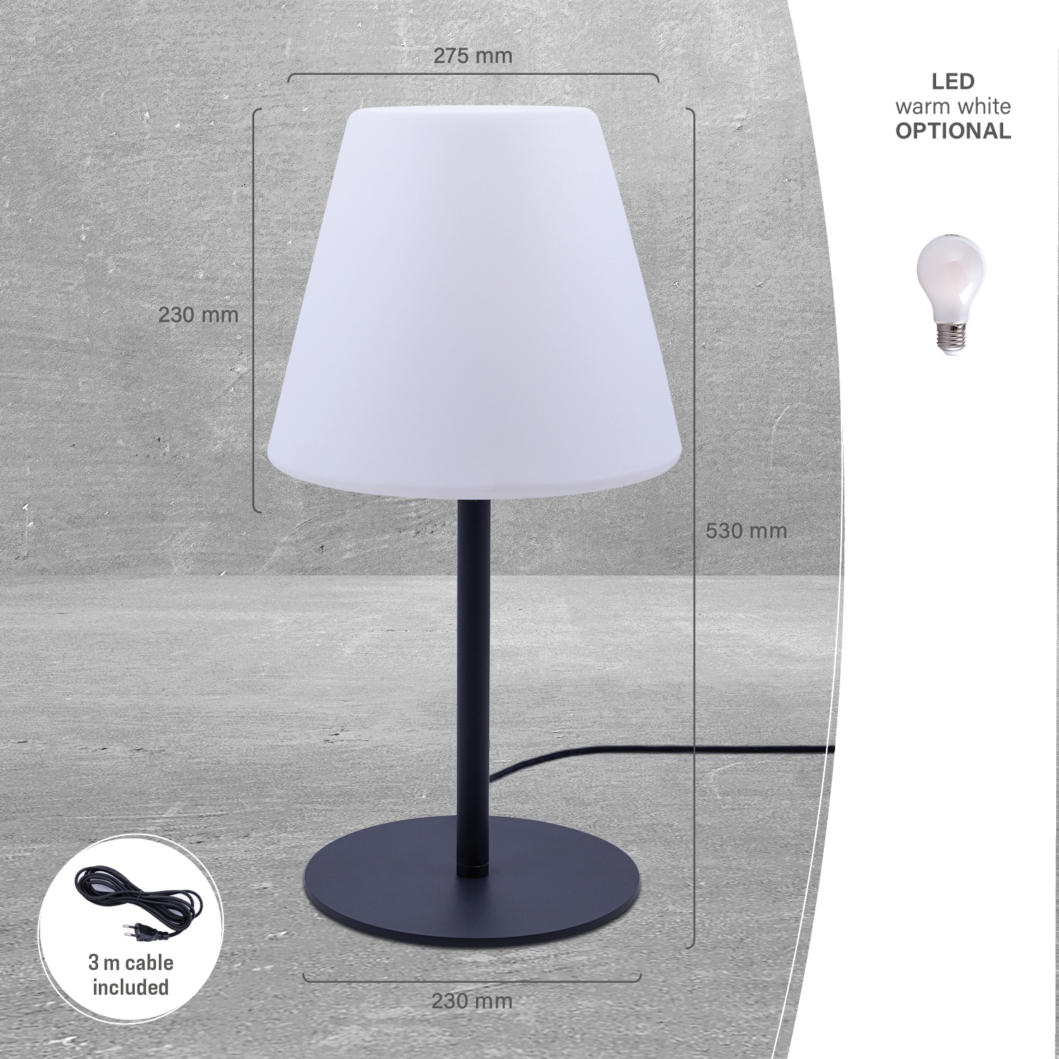 Paco Home Tischleuchte »JEN, In- &amp; Outdoor« E27 Außenlampe, E27, Modern, Wohnzimmer, IP44 spritzwassergeschützt