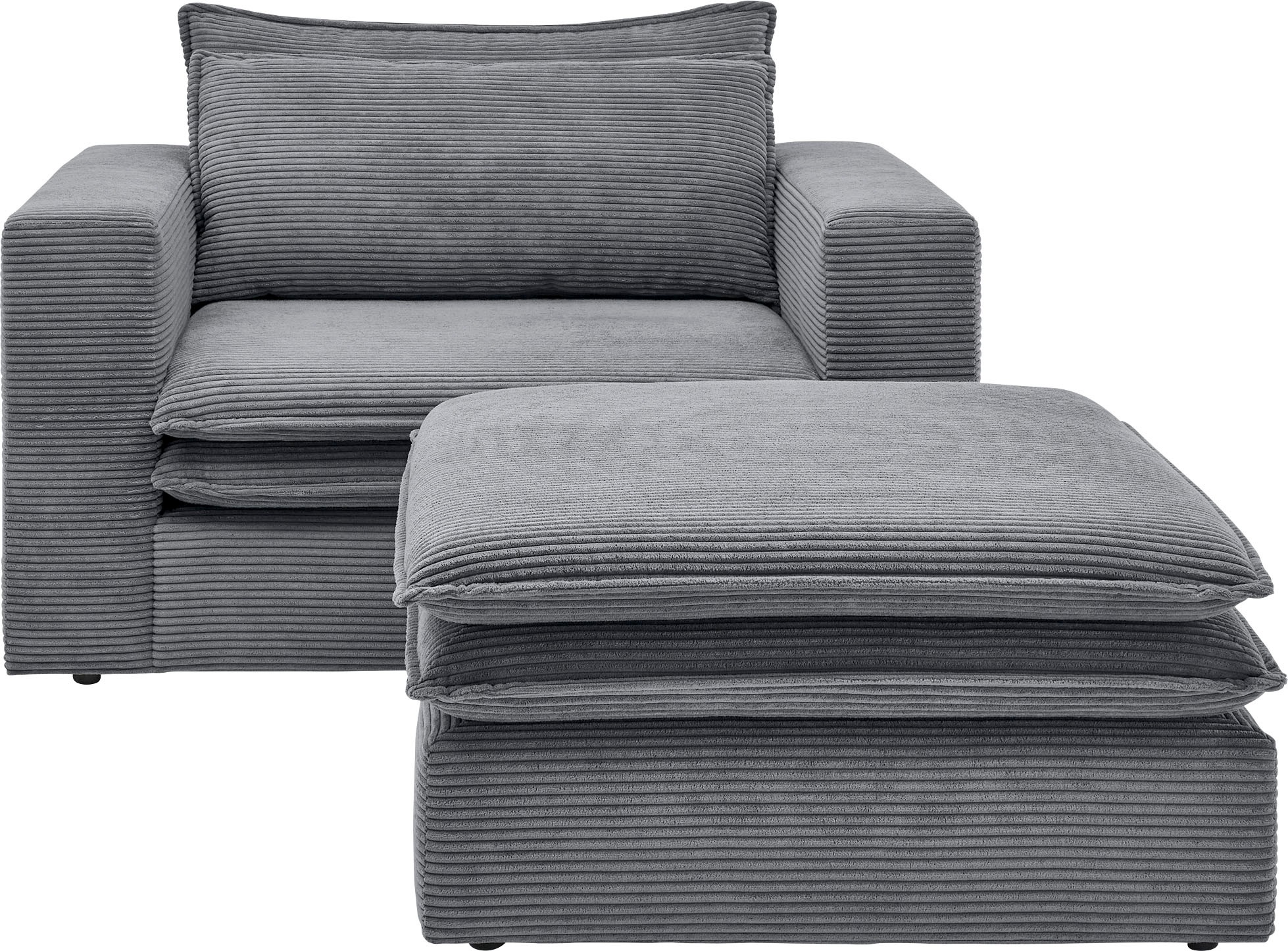 Home affaire Sitzgruppe »PIAGGE« 2 Stk. tlg. Hochwertiger Cord, Loveseat und Loveseat-Hocker im Set
