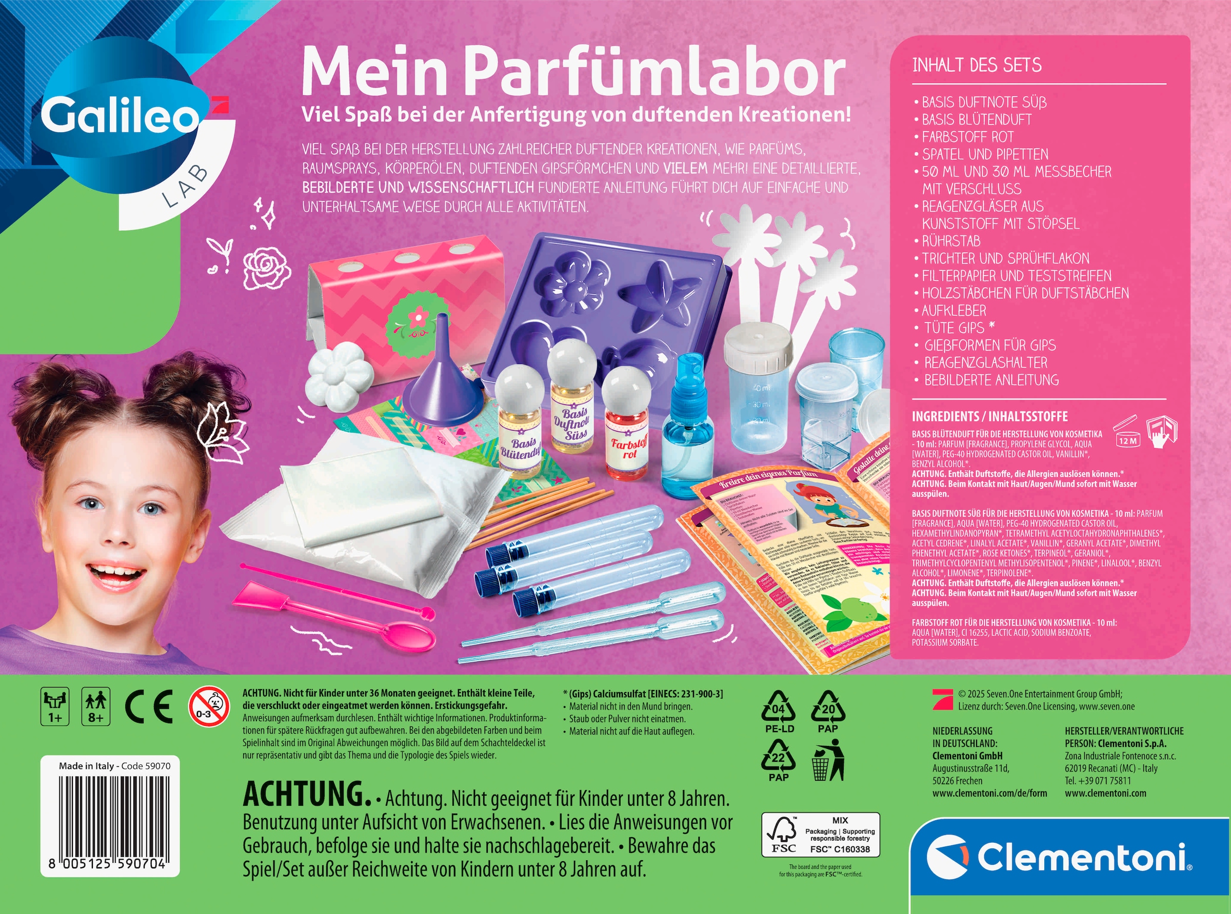 Clementoni® Experimentierkasten »Galileo, Mein Parfümlabor« Made in Europe