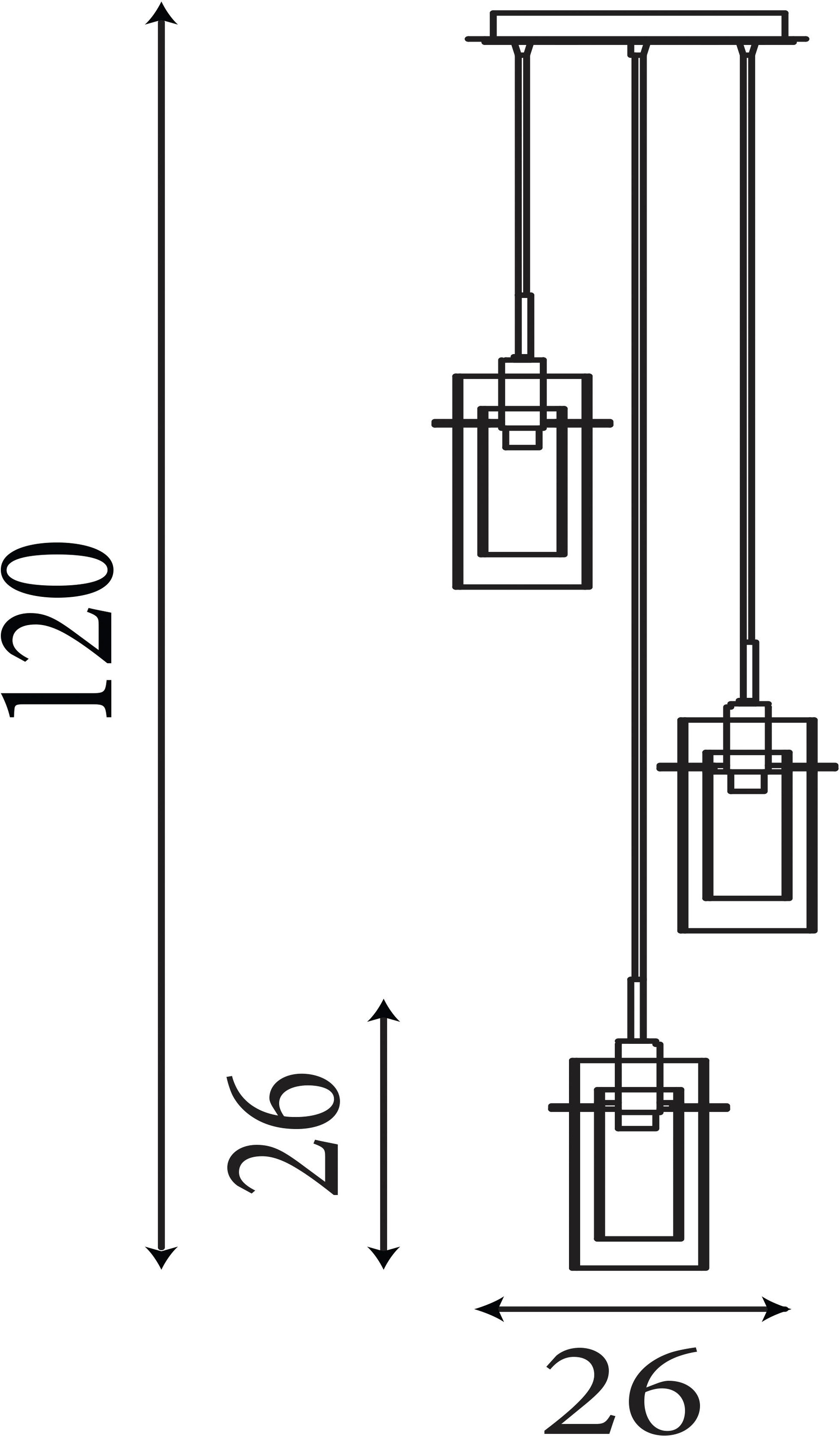 Searchlight Pendelleuchte »Duo I 3Lt Multi-Drop-Anhänger - Chrommetall & Glas« E14 1 Stk.