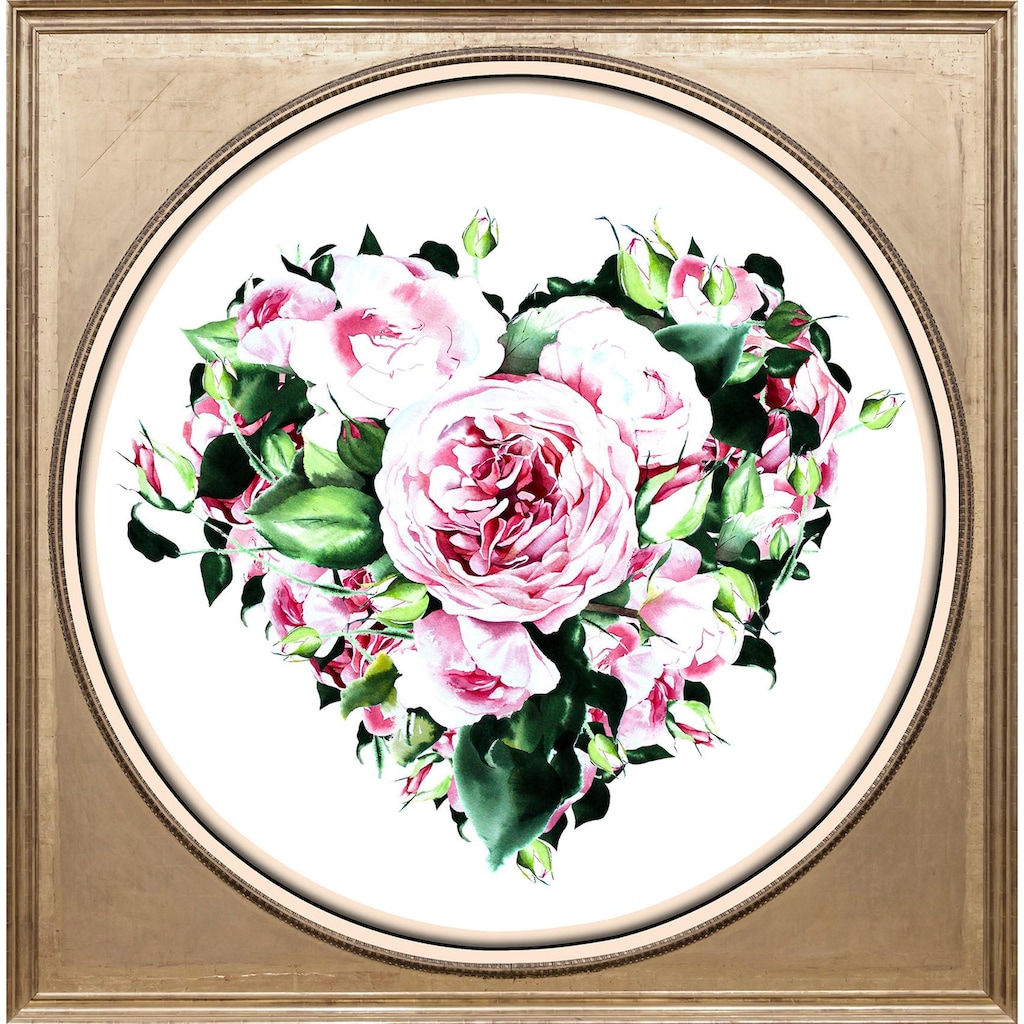 queence Acrylglasbild »Herz aus Blüten«