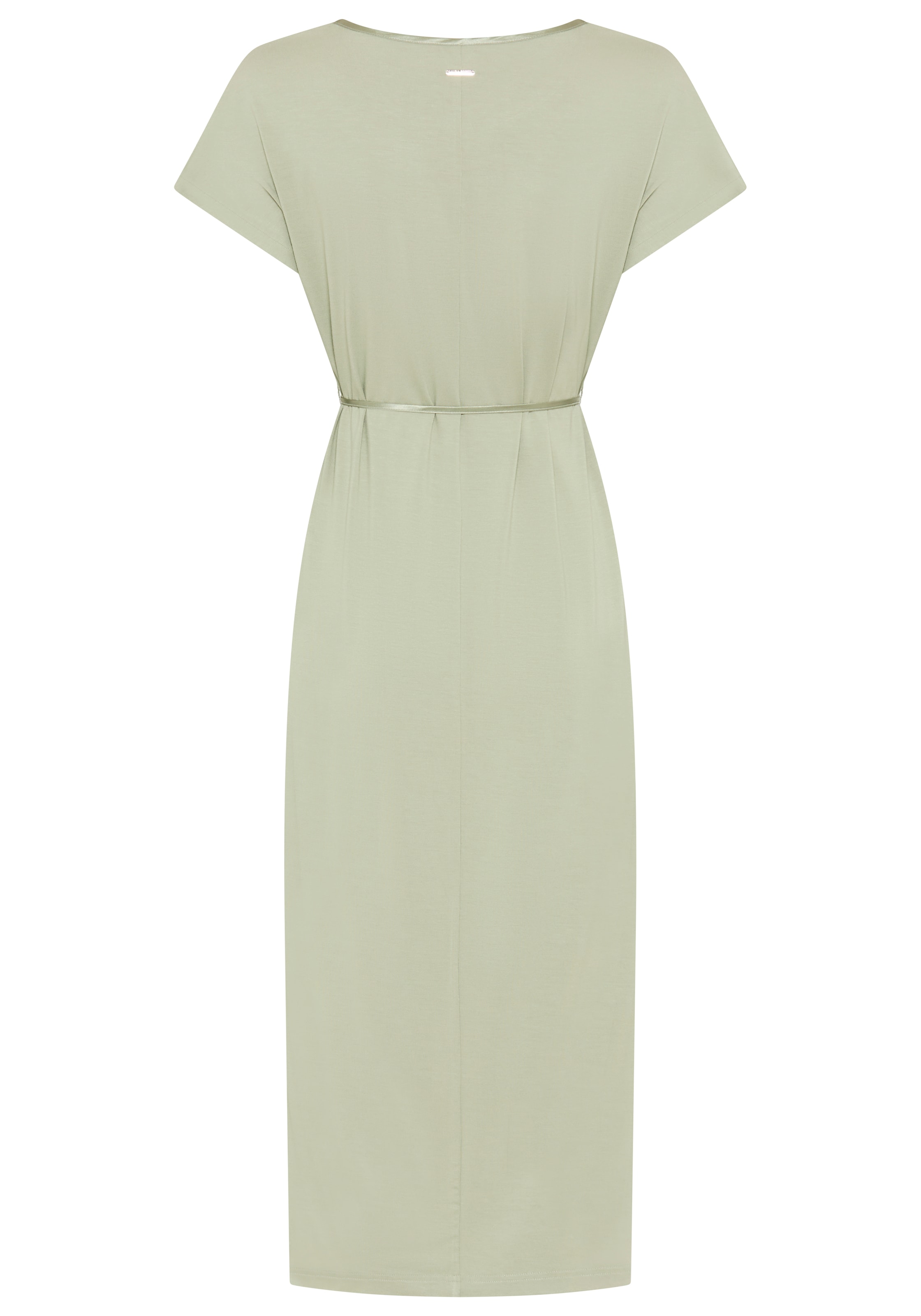 Laura Scott Satinkleid in moderner Midi-Länge, glänzende Optik