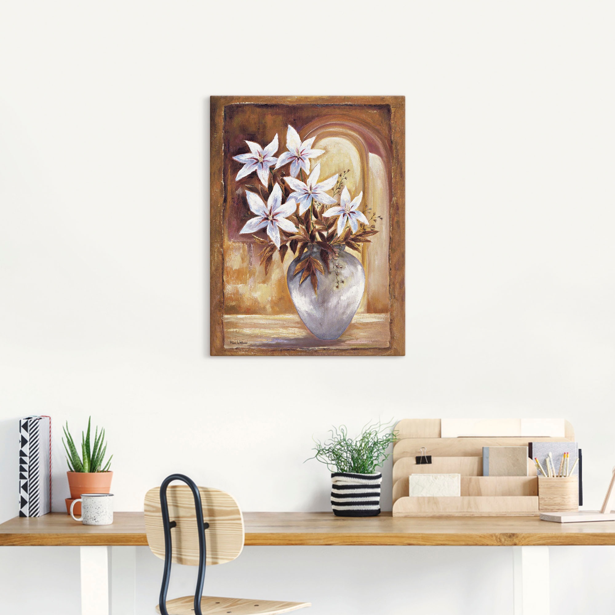 Artland Wandbild »Weiße Blumen in Vase II« 1 Stk. tlg. als Leinwandbild, Po günstig online kaufen
