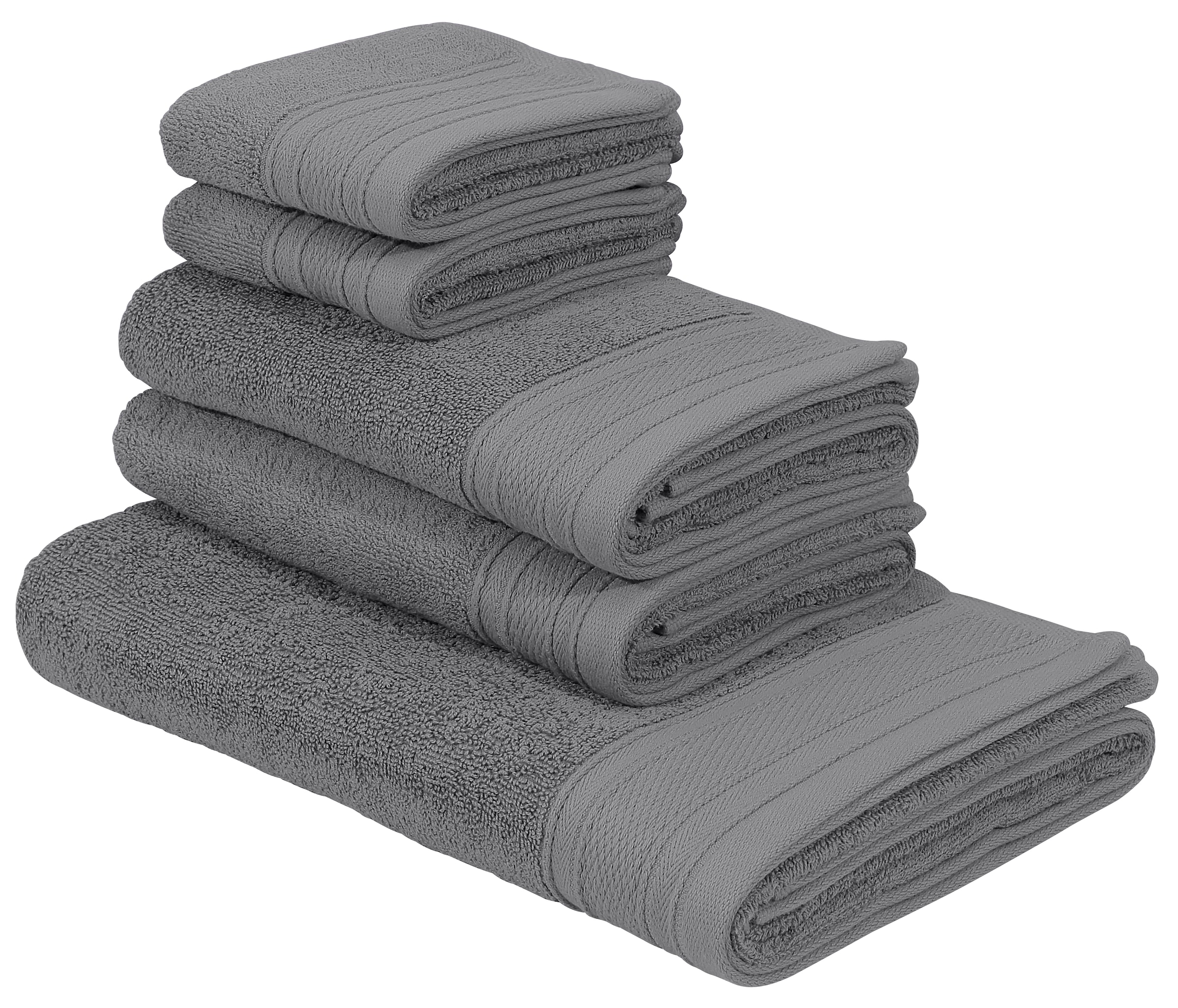 Bruno Banani Handtuch Set "Robby, Premium Handtücher, 500 gr/m², 100% Baumwolle", grau, 5 Stk., Frottier