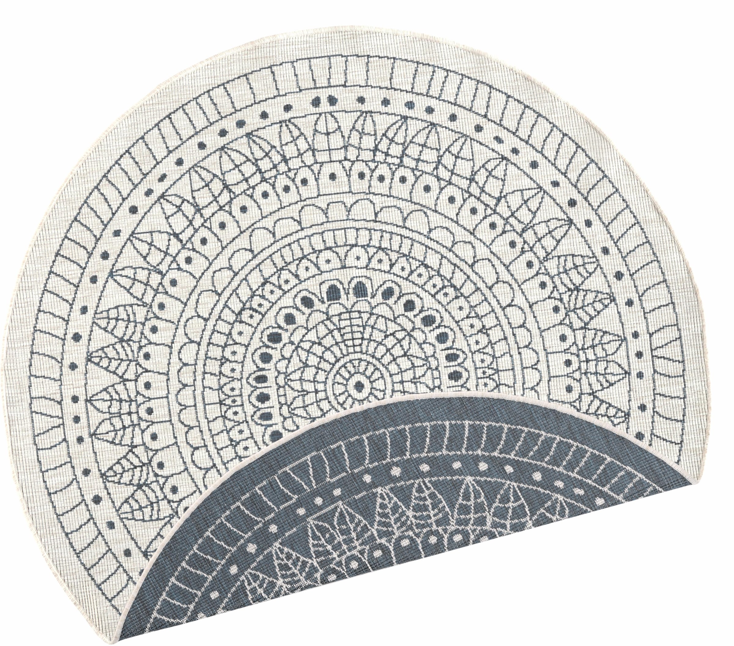 NORTHRUGS Teppich »Porto Wendeteppich«, rund, 5 mm Höhe, In-& Outdoor, Wetterfest, Balkon, Garten, Wohnzimmer, Wasserfest