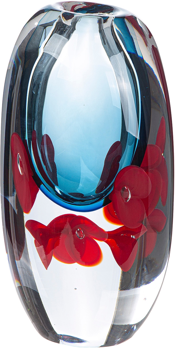 GILDE Tischvase »Vase Rose Blumenmotiv« Dekovase, Glas, Blumenvase, Blumenmotiv, romantisch, Designvase