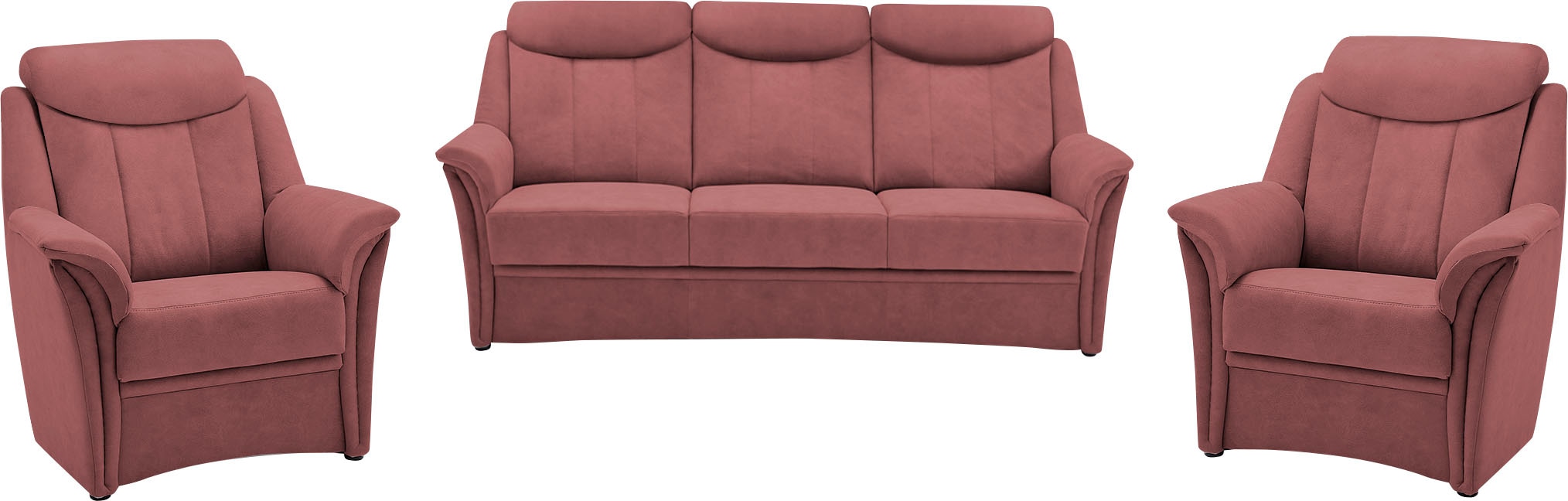 VILLA BECK Polstergarnitur »Lugano«, (Set, 3 tlg.), Kopfteilverstellung, in Sitzhöhe 46 cm, 3-Sitzer und 2x Sessel