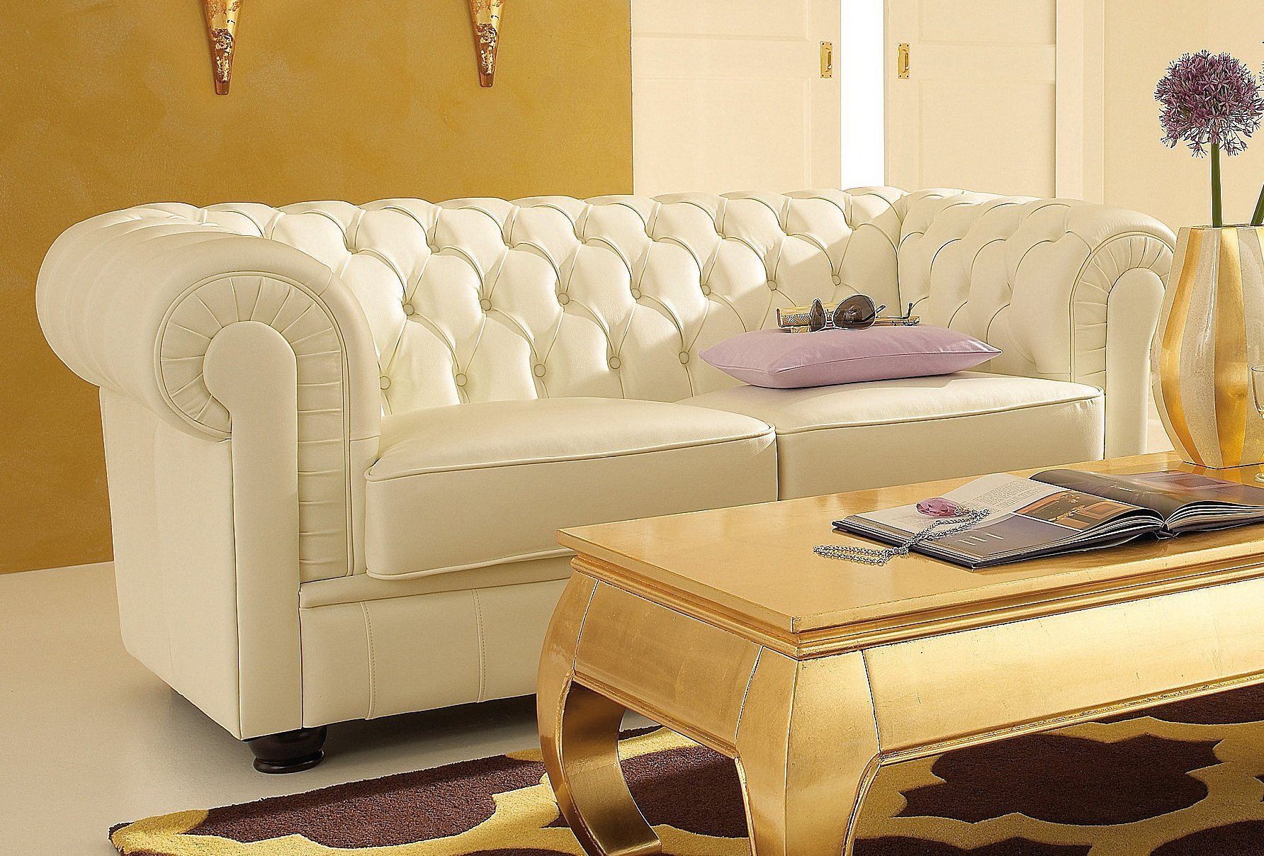 Max Winzer® Chesterfield-Sofa »Kent 2-Sitzer, edel und bequem, hochwertige Detailverarbeitung«, mit aufwendiger Knopfheftung, komfortable Armlehne, Breite 175 cm