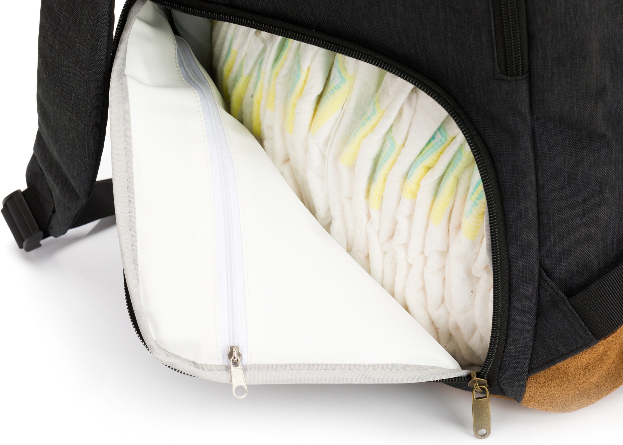 Fillikid Wickelrucksack »Rolltop Berlin, schwarz melange«, Reflektoren, inkl. Wickeltunterlage