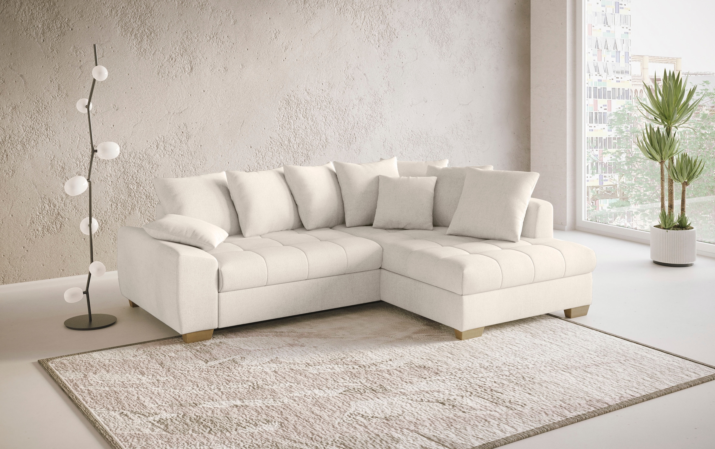 Mr. Couch Ecksofa »Nikita II, L-Form«, Wahlweise mit Bettfunktion, Bettkasten & RGB-LED-Beleuchtung