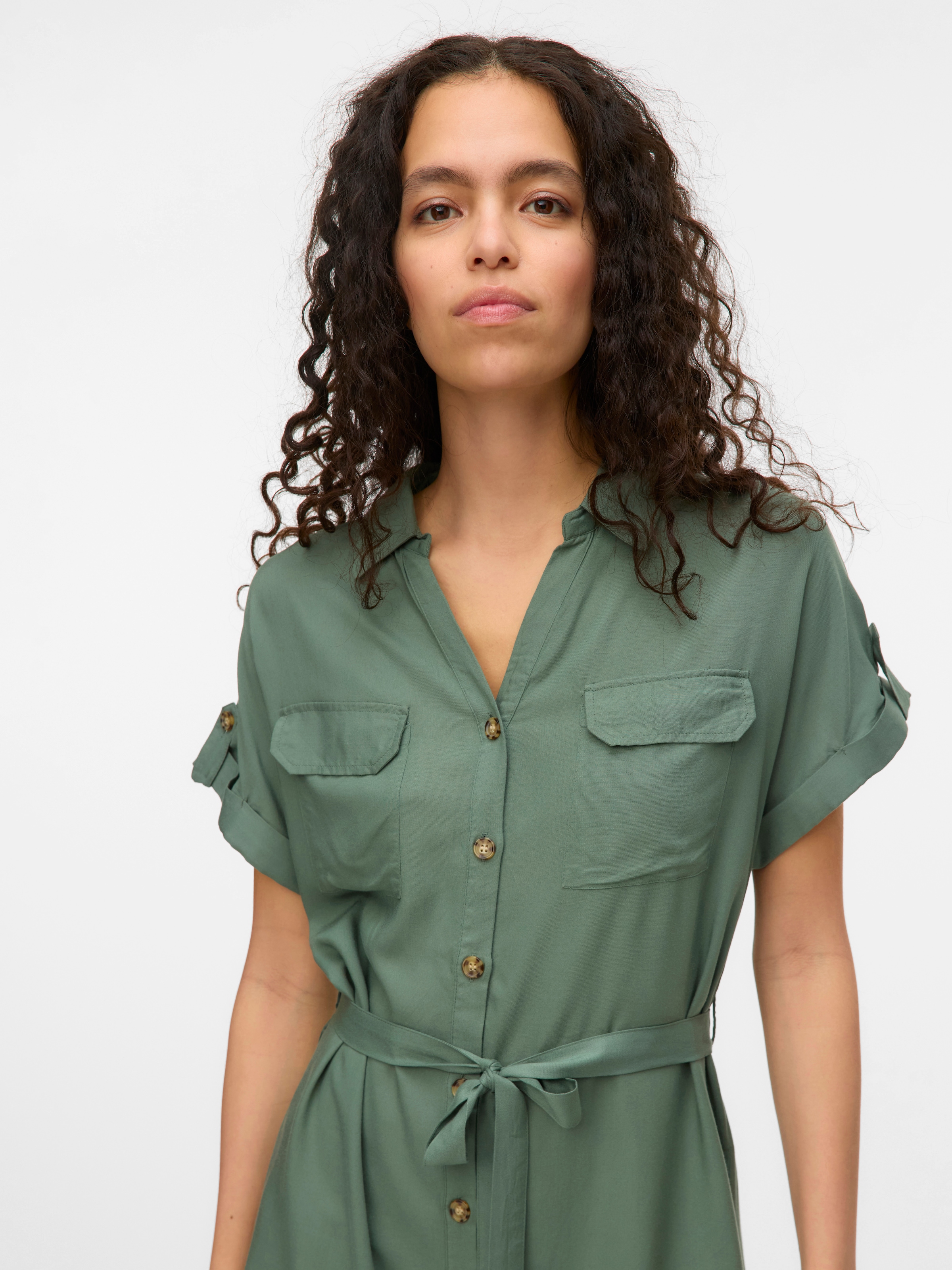 Vero Moda Midikleid »VMBUMPY SS SHORT SHIRT DRESS WVN GA NOOS«, Sommerkleid