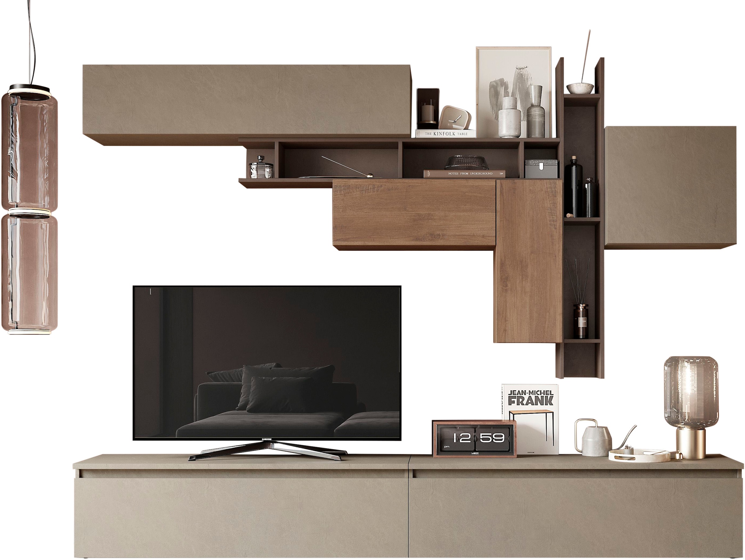 INOSIGN Wohnwand »INFINITY, 8tlg. Breite 276 cm, Höhe variabel, Schrankwand, Anbauwand,«, (8 St.), (2x Lowboard, 3x Hängeschrank, Hängewürfel, 2x Wandregal)