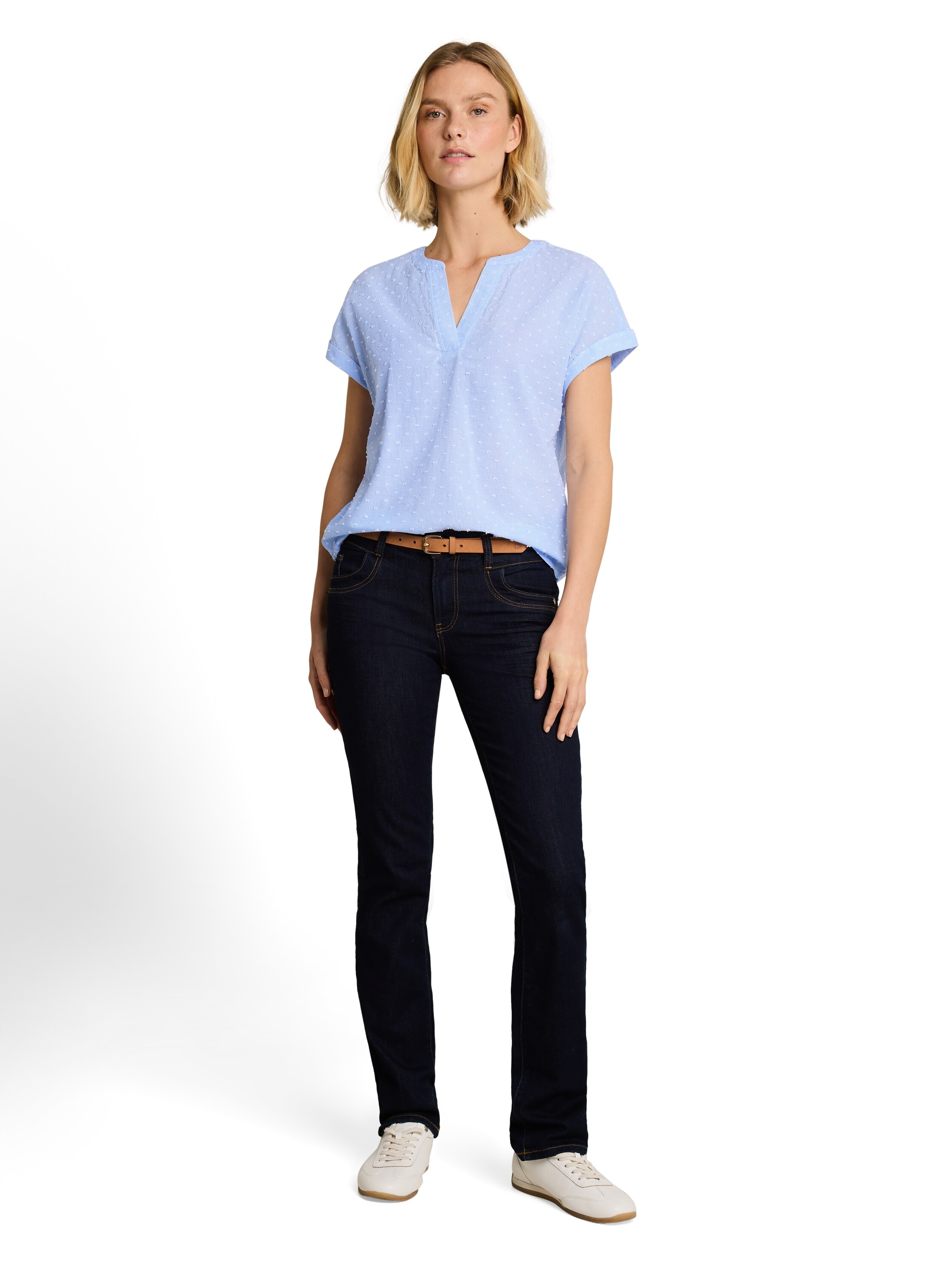 TOM TAILOR Druckbluse Sommer-Tunika mit feinen Streifen und Punkten