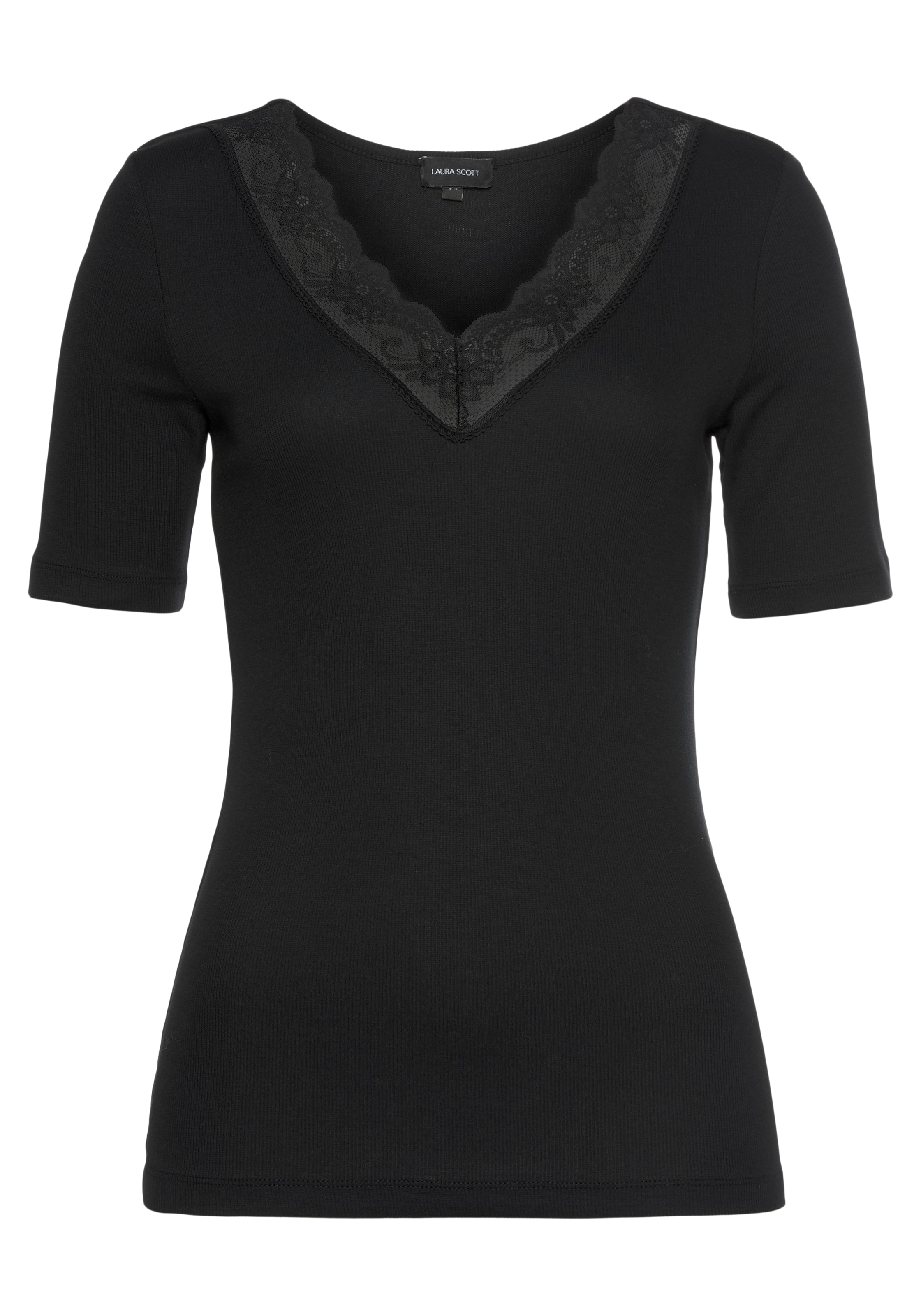 Laura Scott V-Shirt, kurzärmelig, sehr figurbetonte Passform, elastisches Material