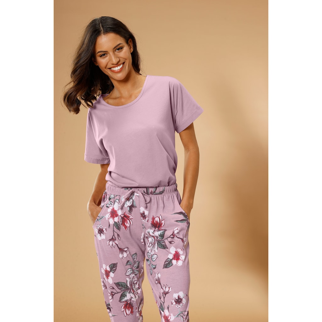 Vivance Dreams Pyjama (2 tlg. 1 Stück) mit Hortensienmuster