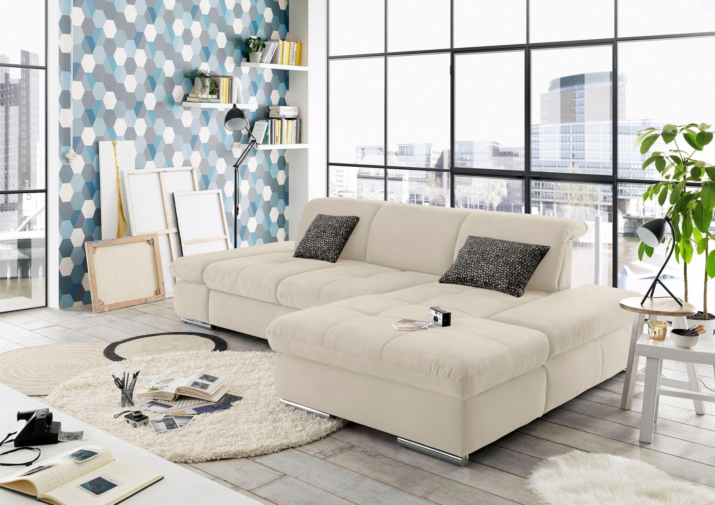 set one by Musterring Ecksofa »SO4100 V« mit verstellbaren Kopfteilen, wahl günstig online kaufen