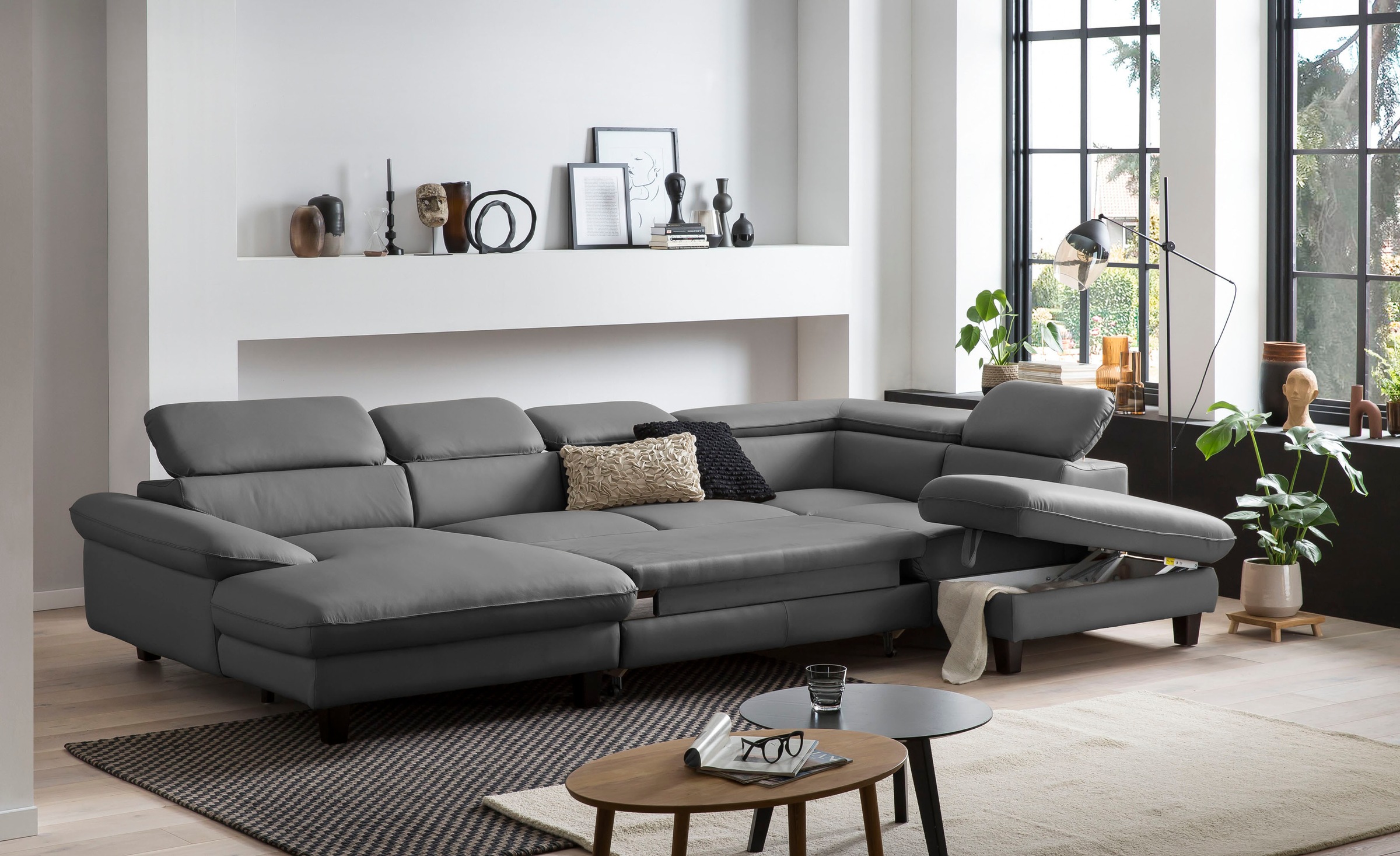 Home affaire Wohnlandschaft »Pilot U-Form«, mit Kopfteilverstellung, wahlweise mit Bettfunktion & Bettkasten