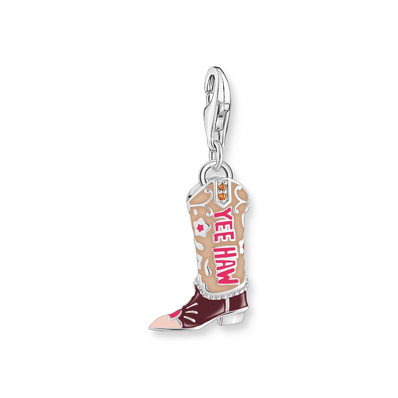 THOMAS SABO Charm-Einhänger »Cowboy-Stiefel-Motiv« mit Zirkonia (synth.) silberfarben-beige-pink-weinrot-orange + orange Charm Cowboy-Stiefel-Motiv