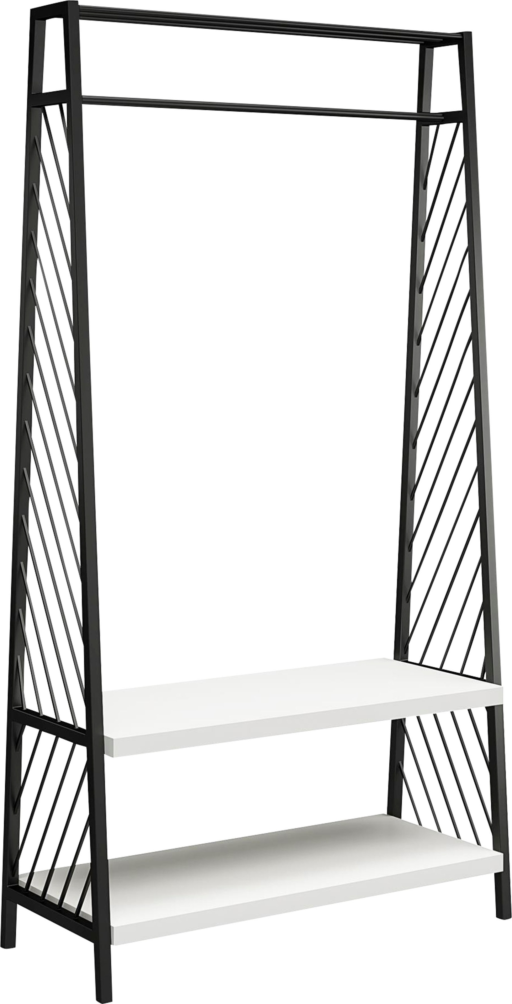 COSMOLIVING BY COSMOPOLITAN Garderobenständer »Brielle« mit Hutablage, Kleiderstange, Bank, Breite 95 cm, Höhe 180 cm schwarz/weiß;Kleiderstange,...