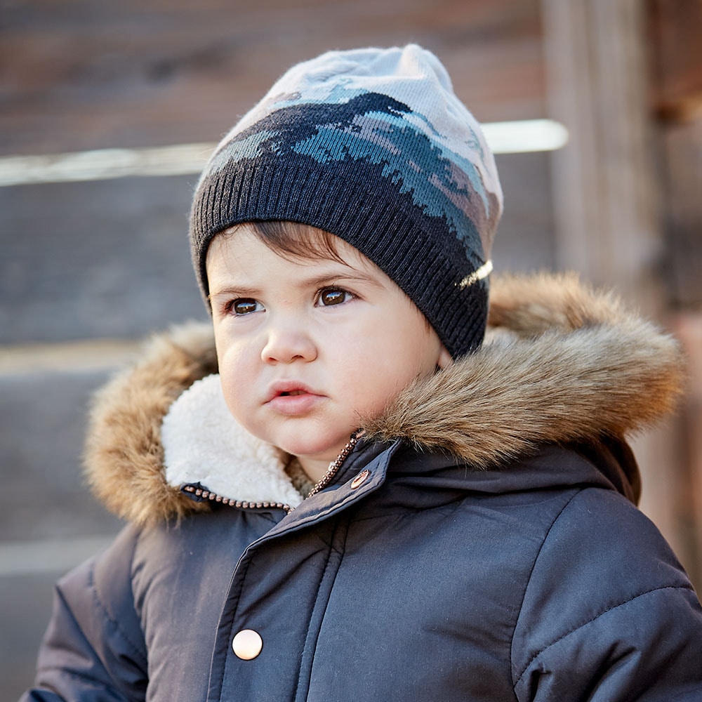 MAXIMO Strickmütze aus Baumwolle, mit Motiv, gefüttert