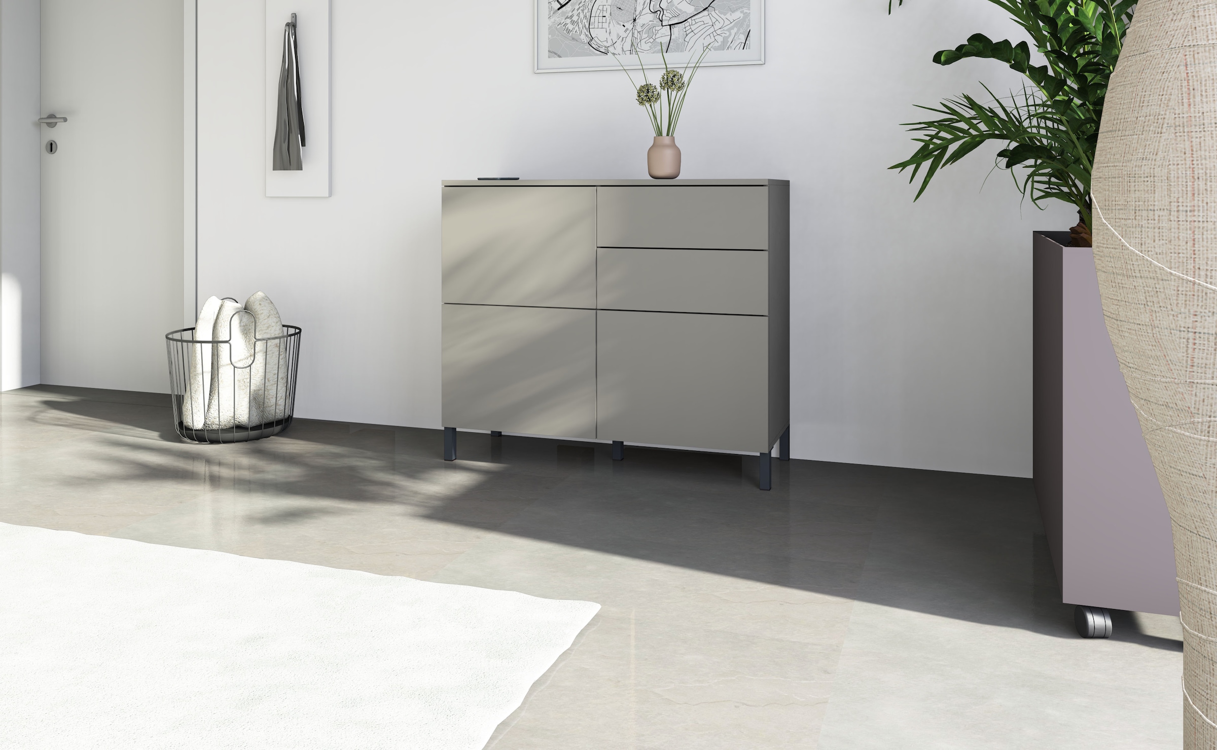borchardt Möbel Kommode »Haama, Sideboard mit Metallfüßen, Push-to-open-Technik, Breite 93 cm« Push-To-Open, verstellbare Einlegeböden, viel Stauraum, Breite 93cm