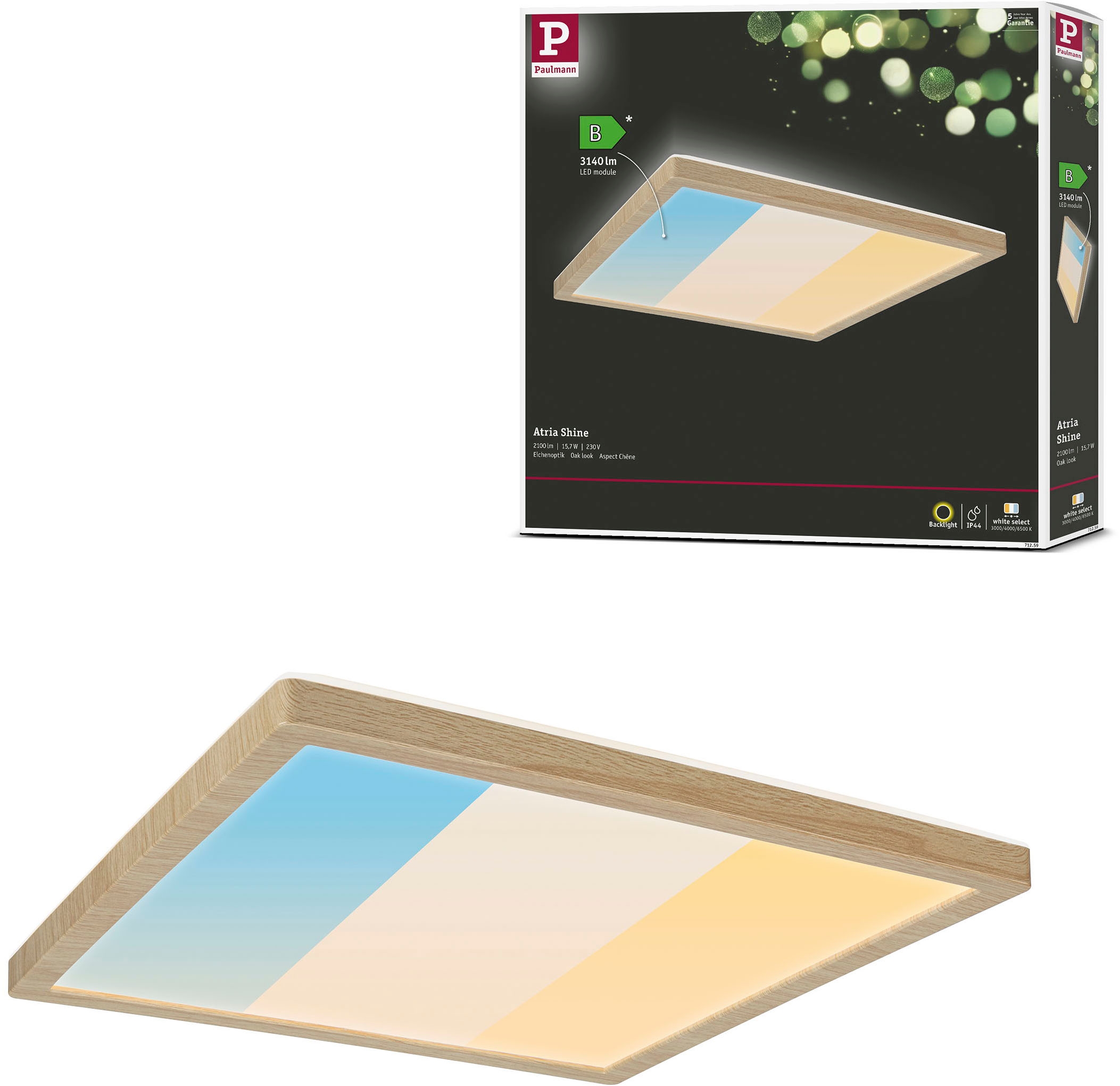 Paulmann LED Deckenleuchte »LED Panel Atria Shine IP44 eckig mm White Switc günstig online kaufen
