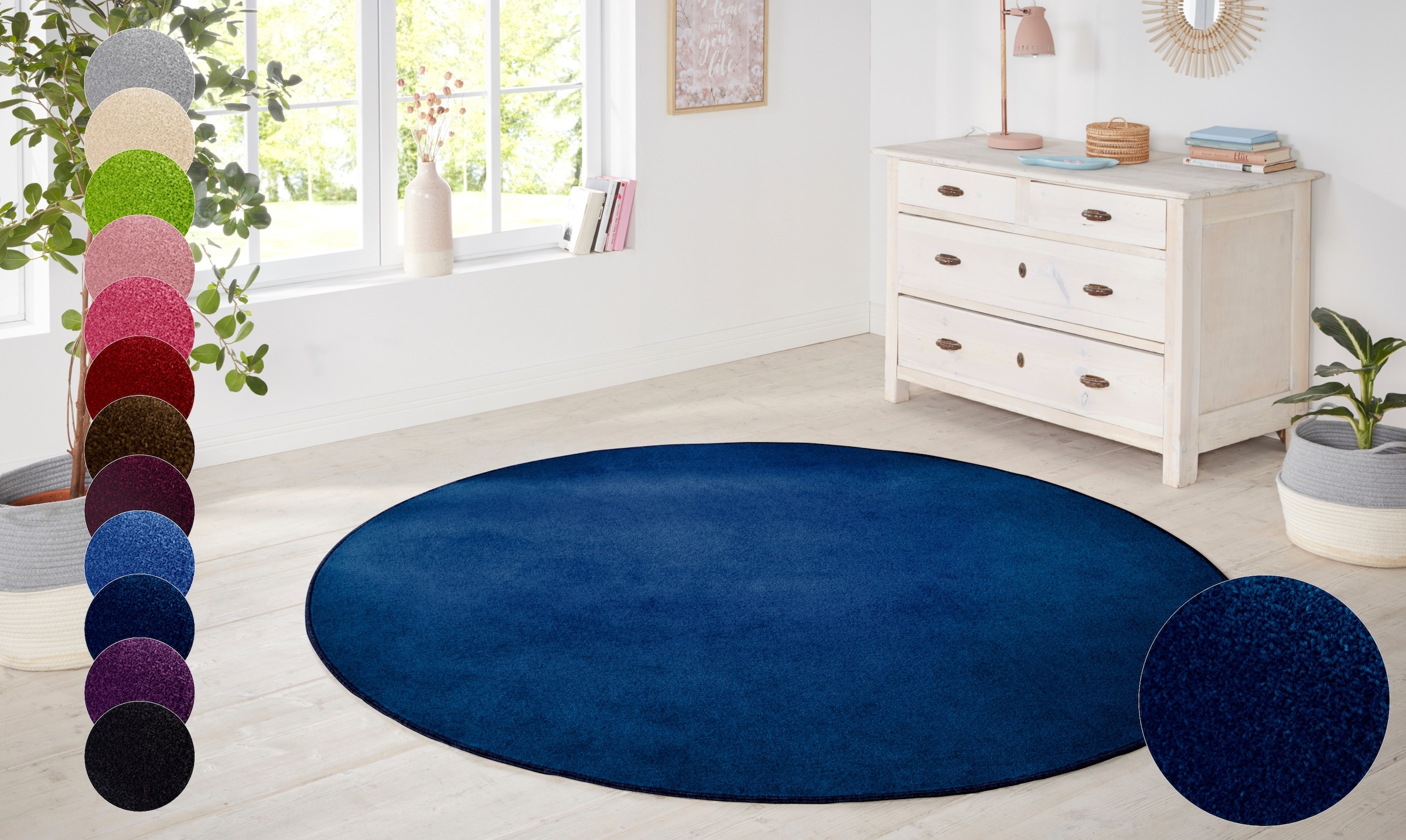 HANSE Home Teppich »Shashi«, rund, 8,5 mm Höhe, Kurzflor, Unifarben, Teppic günstig online kaufen