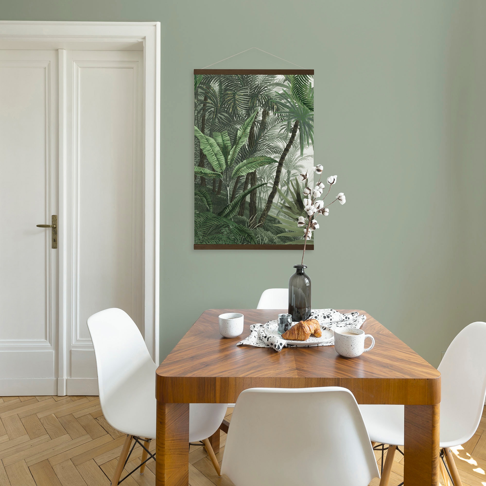 Art for the home Leinwandbild »Jungle Landschaft Grun«, (1 St.), Luxus Kakemono Leinen Wandposter 100x70cm
