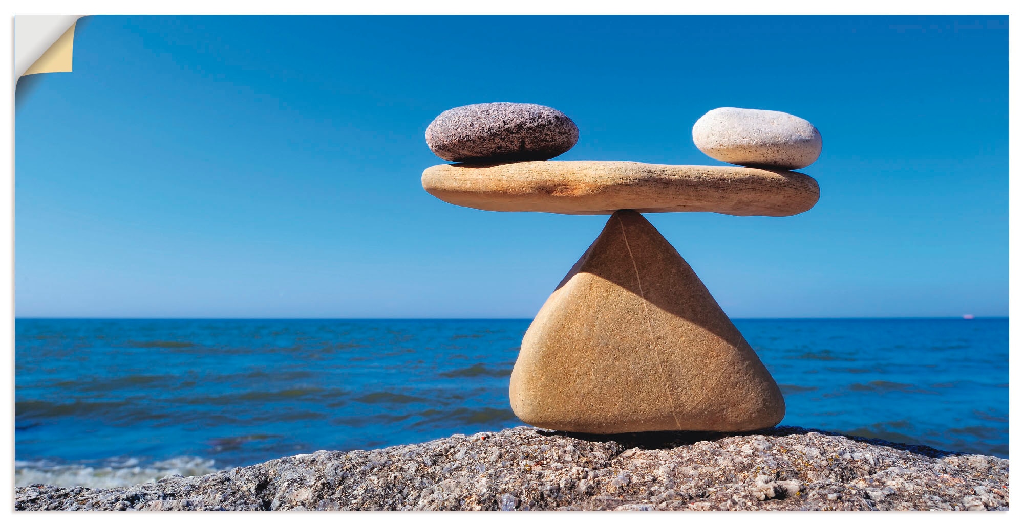 Poster Meer«, kaufen (1 Leinwandbild, als Artland Größen Raten oder - Wandaufkleber »Gleichgewicht Zen, Steine auf in versch. Wandbild St.), Alubild,