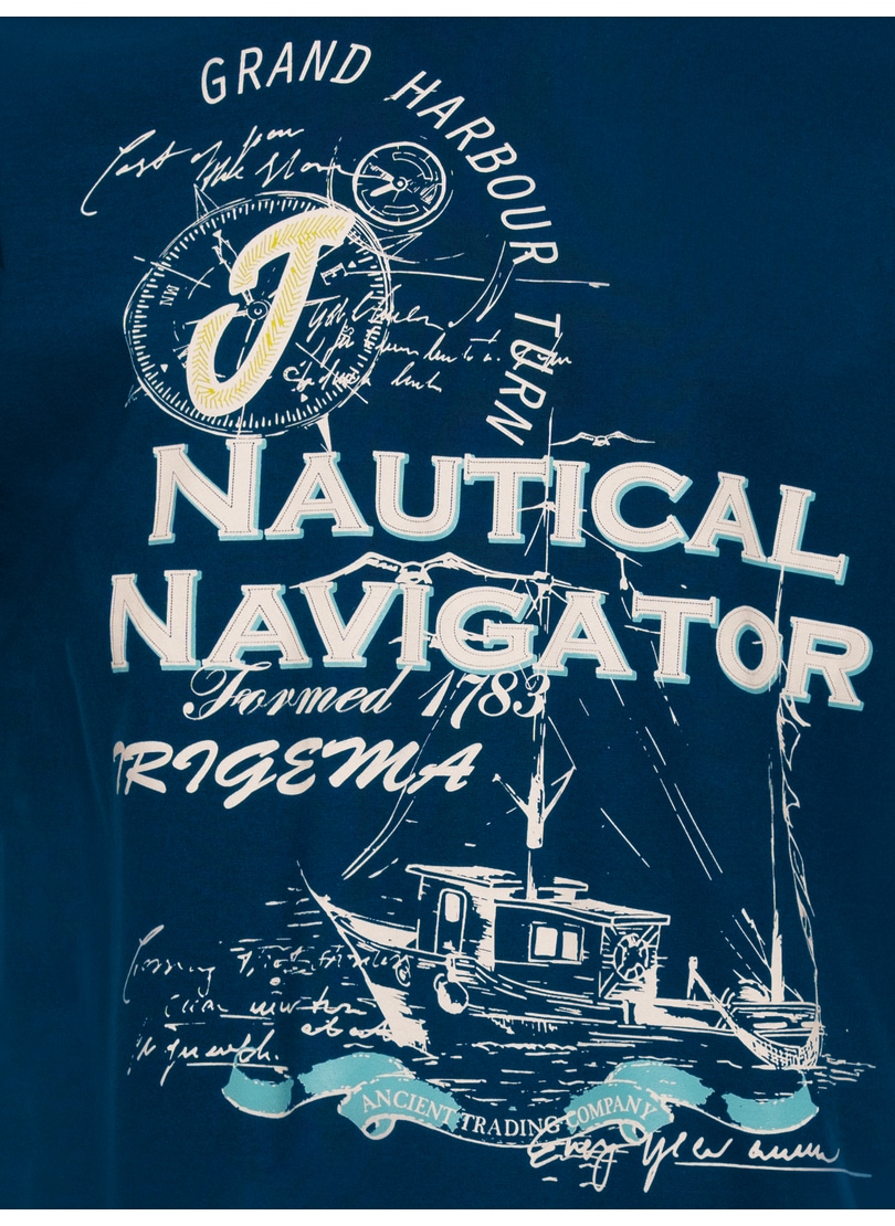 Trigema T-Shirt »TRIGEMA T-Shirt mit großem Printmotiv "Nautical Navigator"«, (1 tlg.)