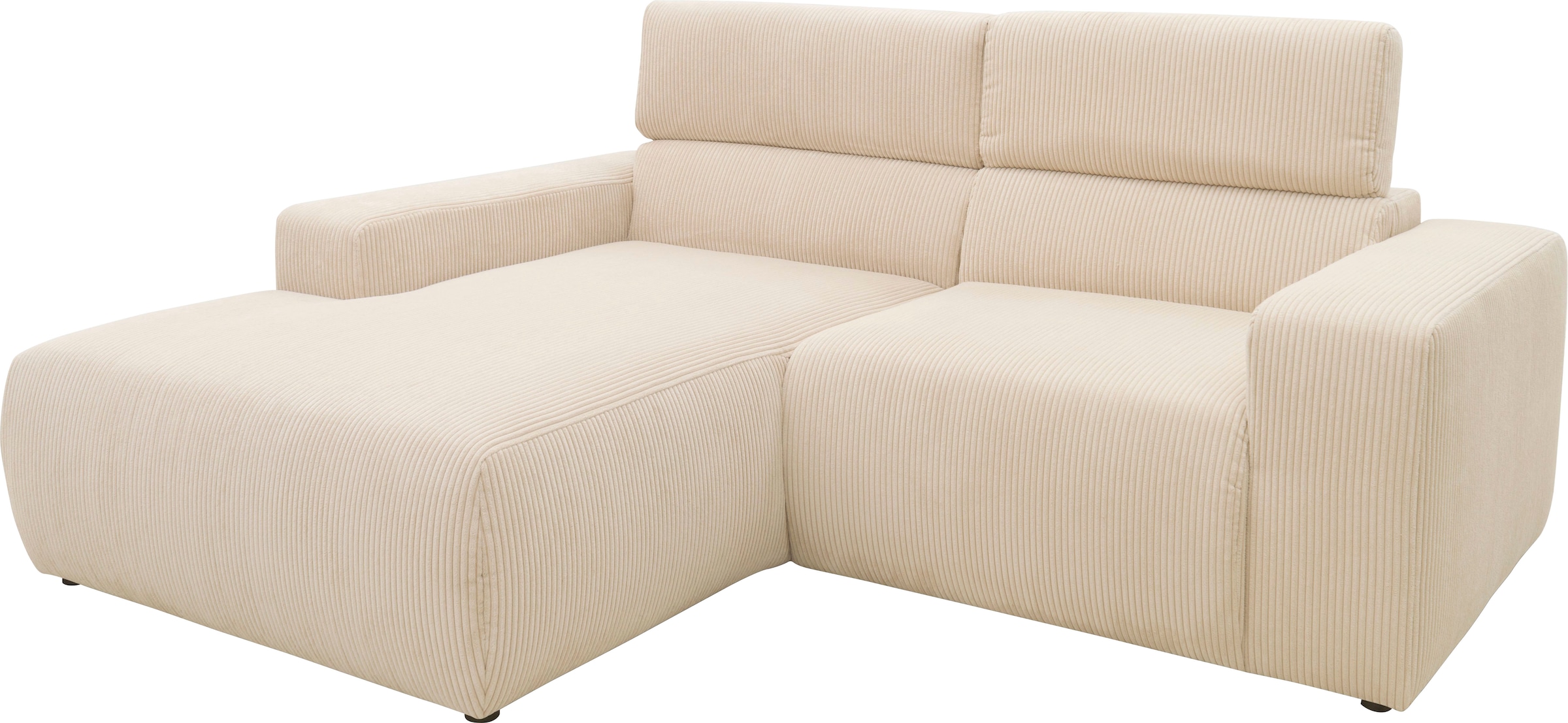 DOMO collection Ecksofa »Brandon B/T: 214/100 cm, belastbar bis 140kg/ Sitz, L-Form«, Cord, creme
