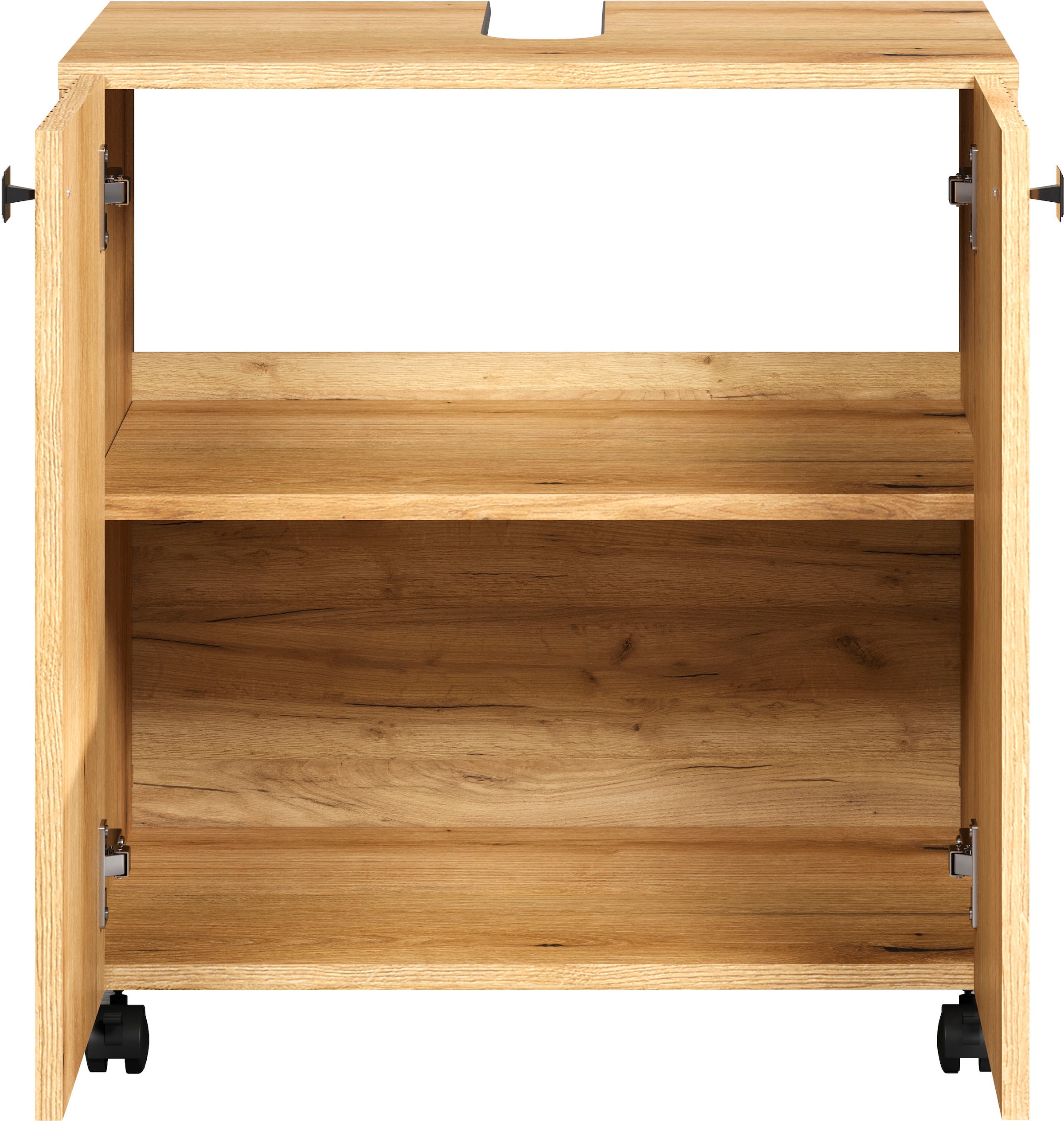 welltime Waschbeckenunterschrank »Amrum«, (1 St.), BxHxT 80 x 64 x 42cm Waschbeckenunterschrank Eiche Rillenoptik