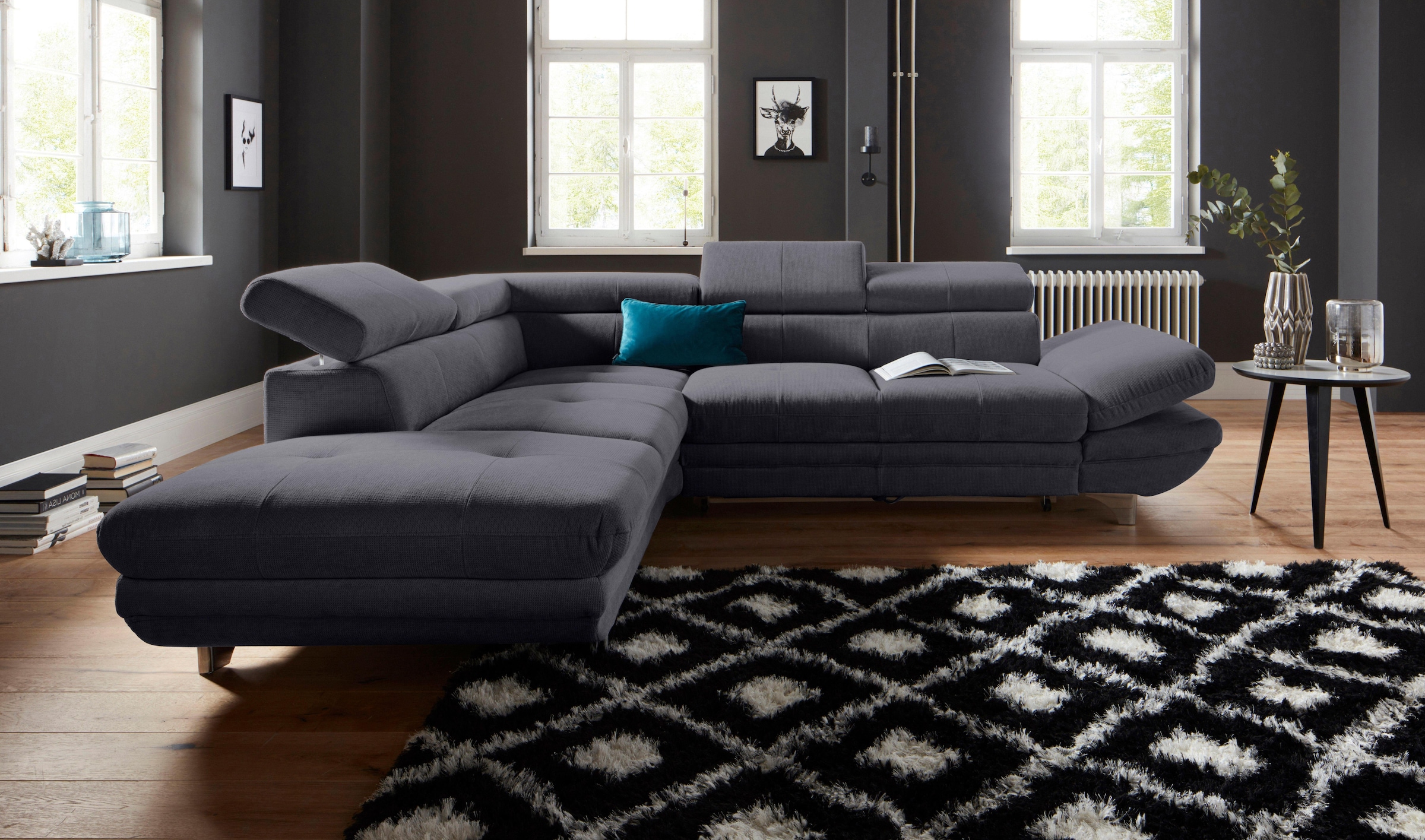 COTTA Polstergarnitur »Enterprise L-Form«, (Set), Set bestehend aus: Ecksofa mit Arm- & Kopfteilverstellung & Hocker