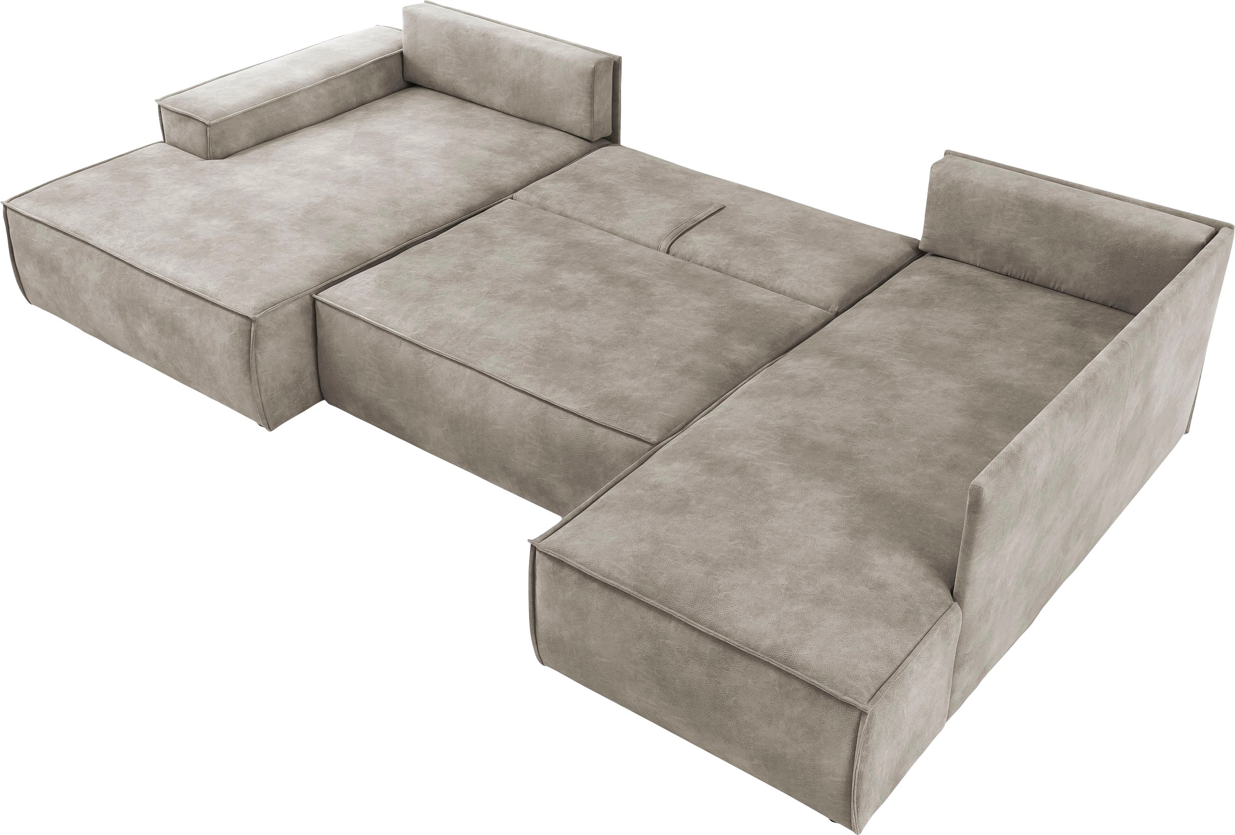 Home affaire Wohnlandschaft »SHERWOOD 329 cm, U-Form, Schlafsofa,«, Schlaffunktion m. Bettkasten (194x139 cm), Cord, Vintage, Samtvelours