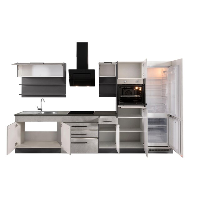 HELD MÖBEL Küchenzeile »Tulsa«, mit E-Geräten, Breite 350 cm, schwarze  Metallgriffe, MDF Fronten auf Raten bestellen