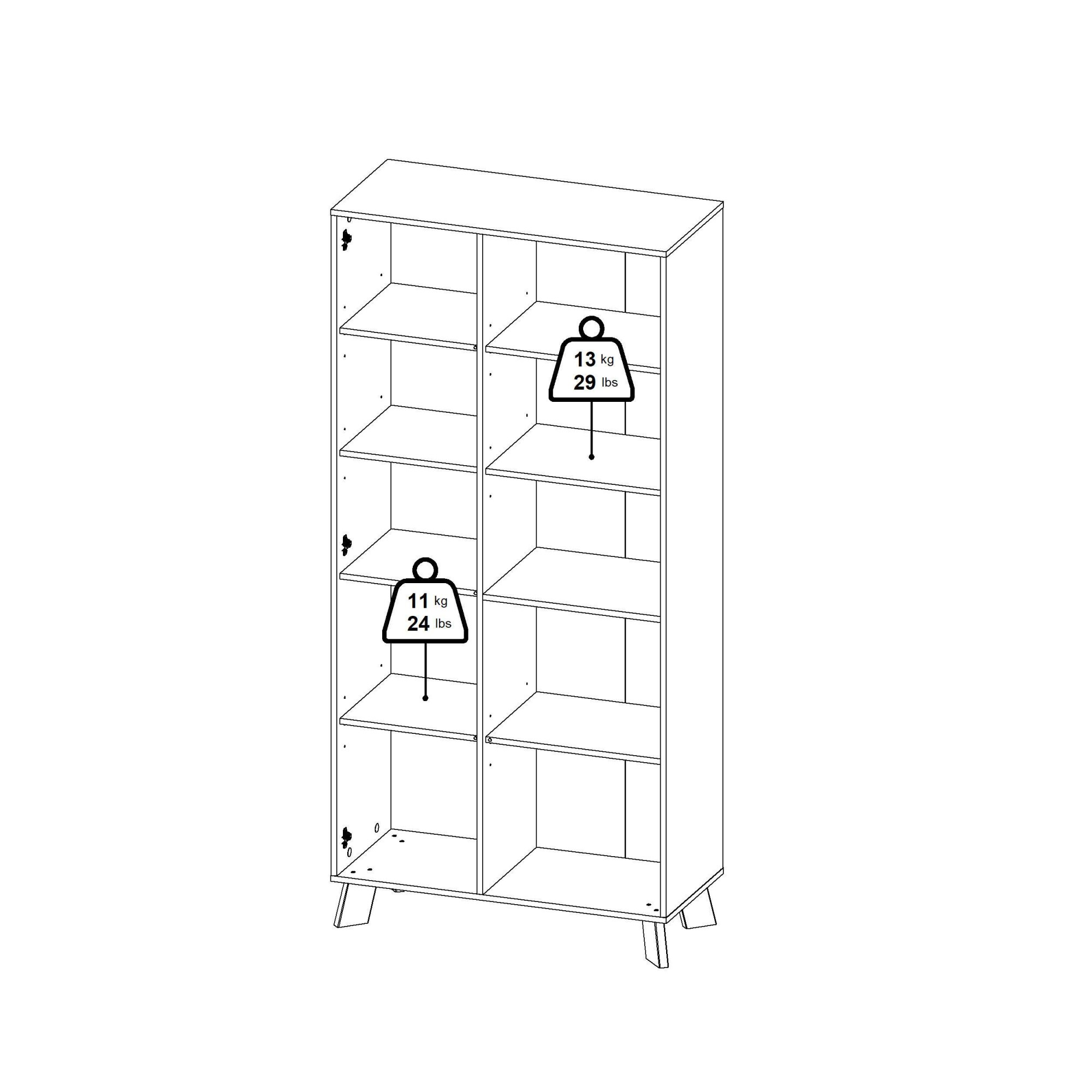 andas Vitrine »Ikast Vitrinenschrank, Standvitrine, Schrank, Stauraum«, 2 Türen, 3 offene Fächer, Breite 89 cm, Höhe 188 cm