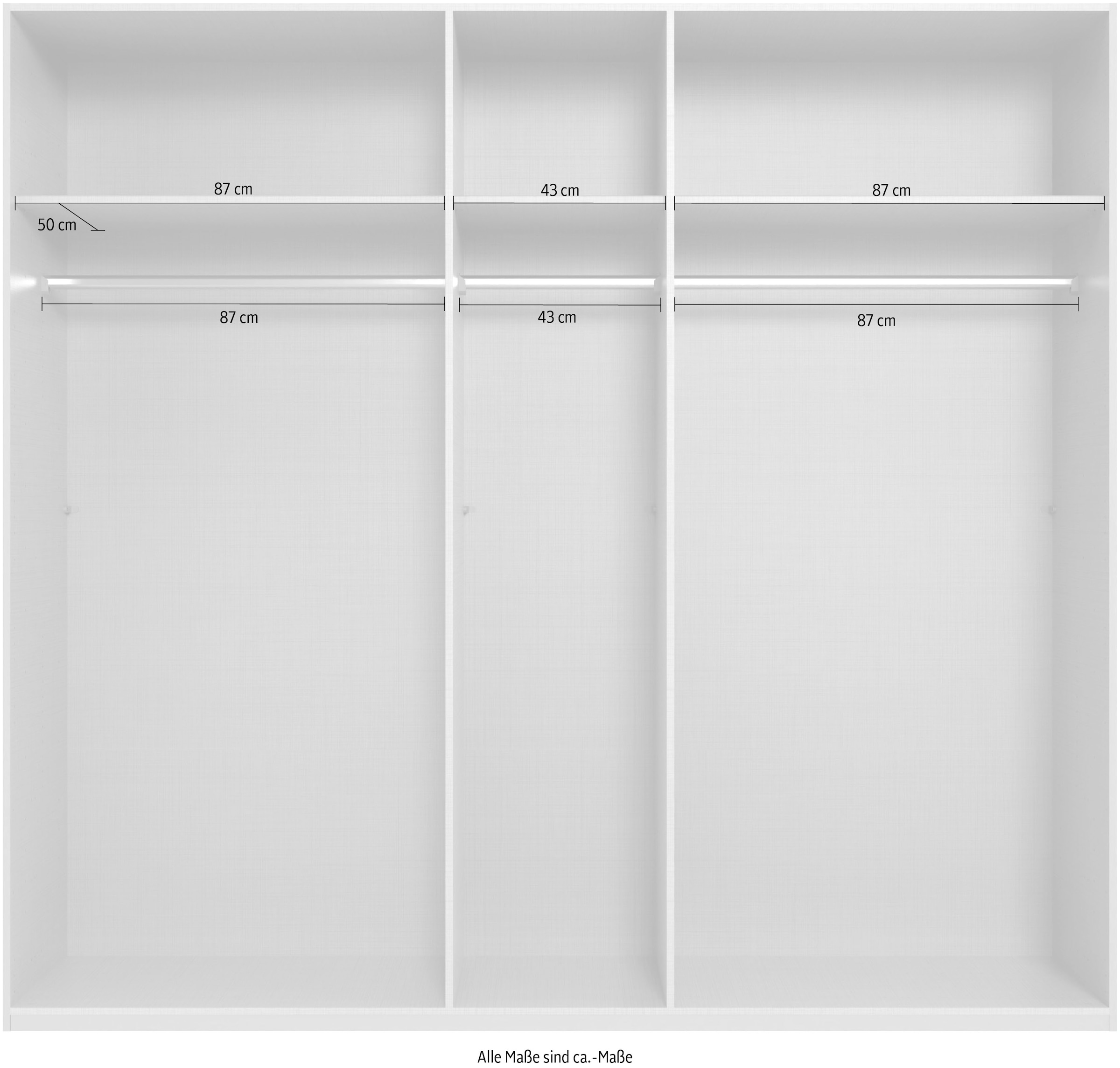 Wimex Kleiderschrank »Mugano, in 5 Breiten und 2 Höhen, Made in Germany«, (in Basic oder Premium Ausstattung mit 2 weiteren Einlegeböden), mit langen Griffstangen aus Metall, wahlweise mit oder ohne Spiegel